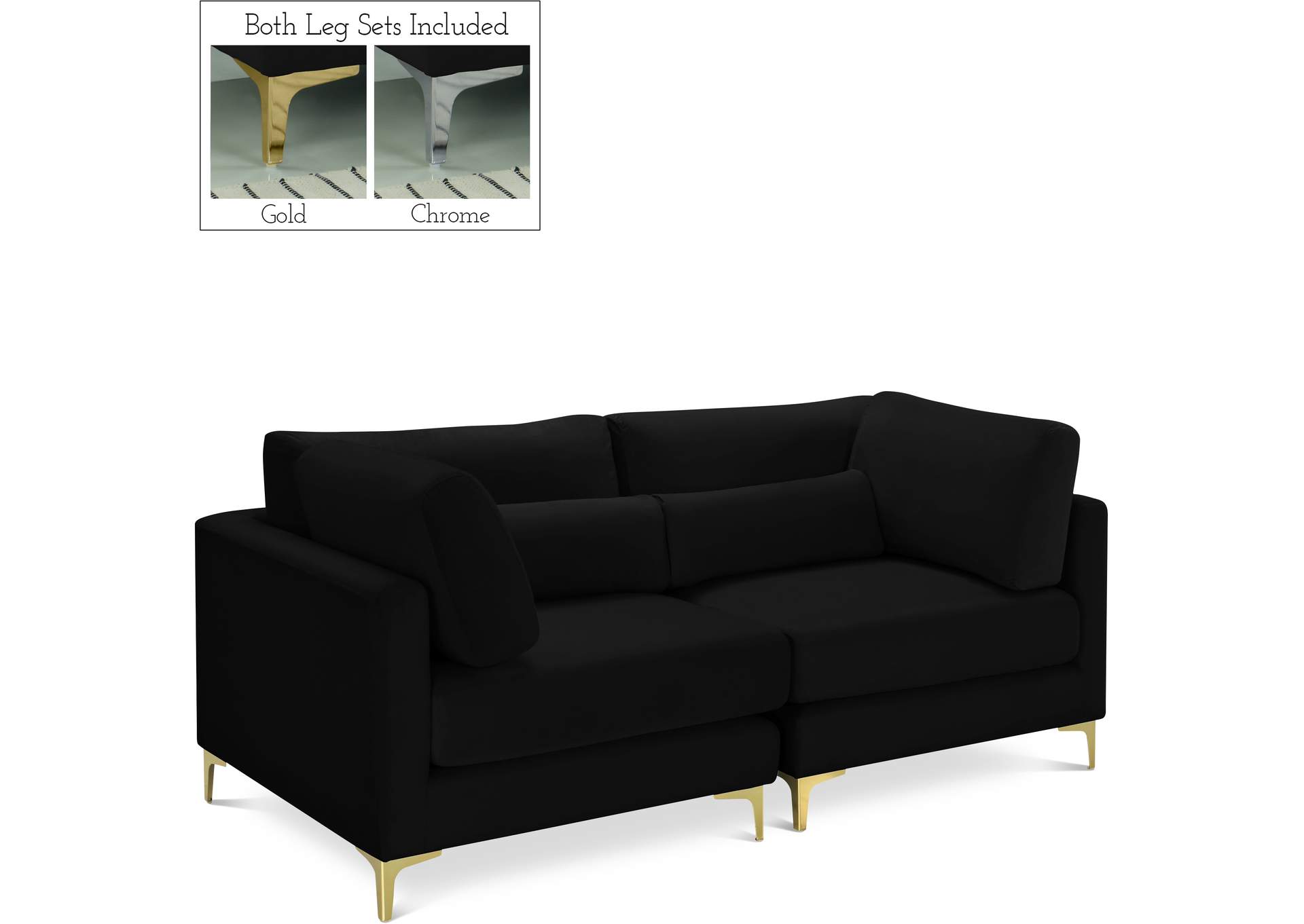 Julia Black Velvet Modular Sofa,Meridian Furniture