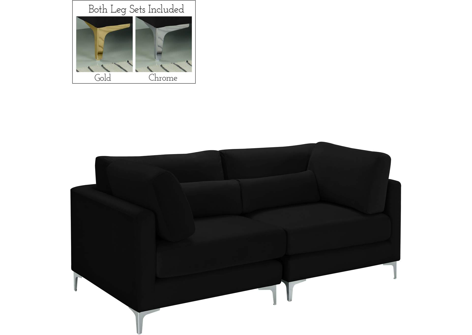 Julia Black Velvet Modular Sofa,Meridian Furniture