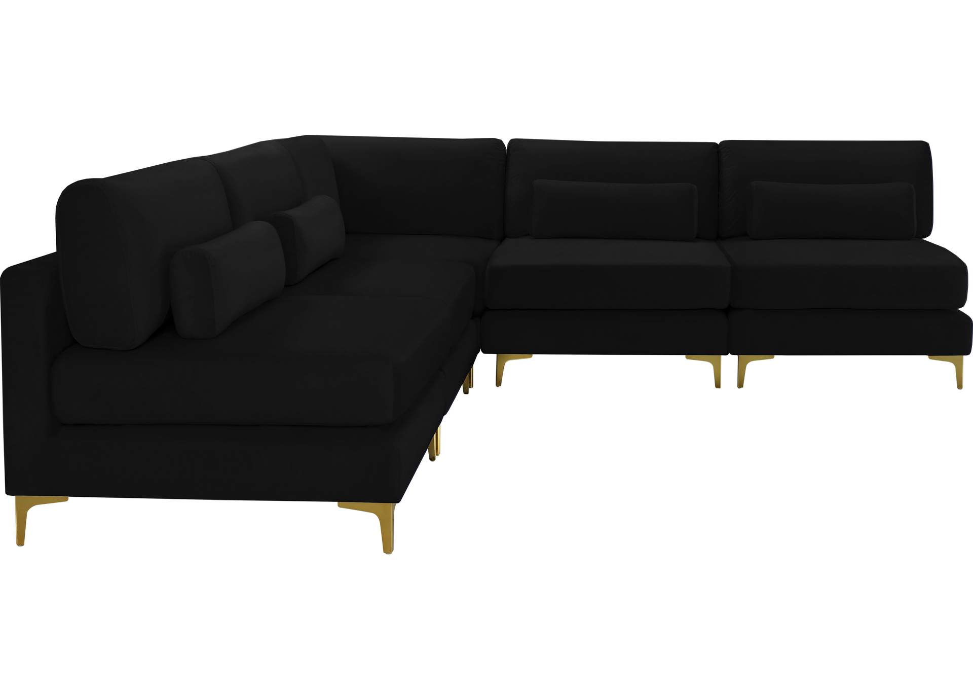 Julia Black Velvet Modular Sectional (5 Boxes),Meridian Furniture