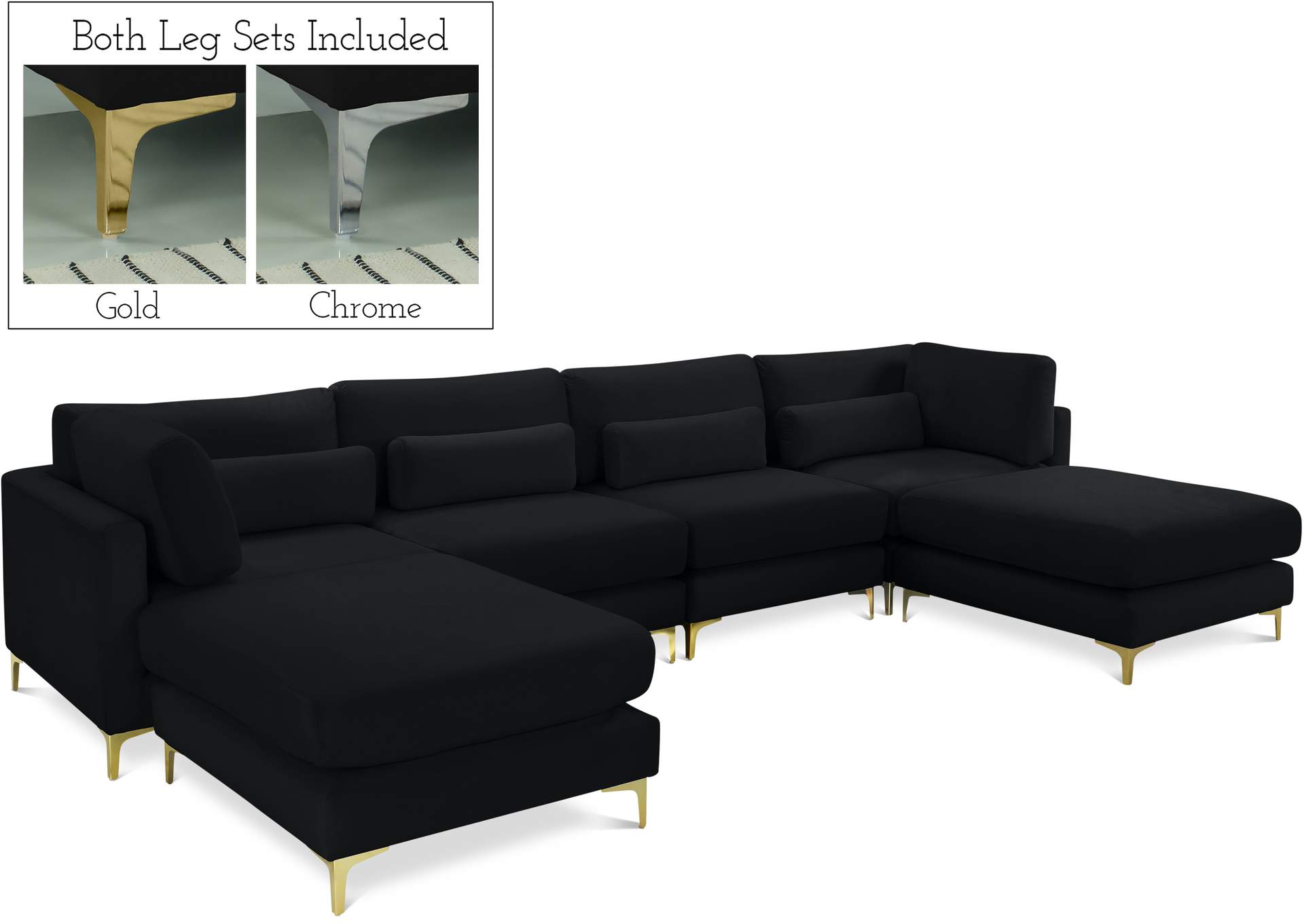 Julia Black Velvet Modular Sectional (6 Boxes),Meridian Furniture