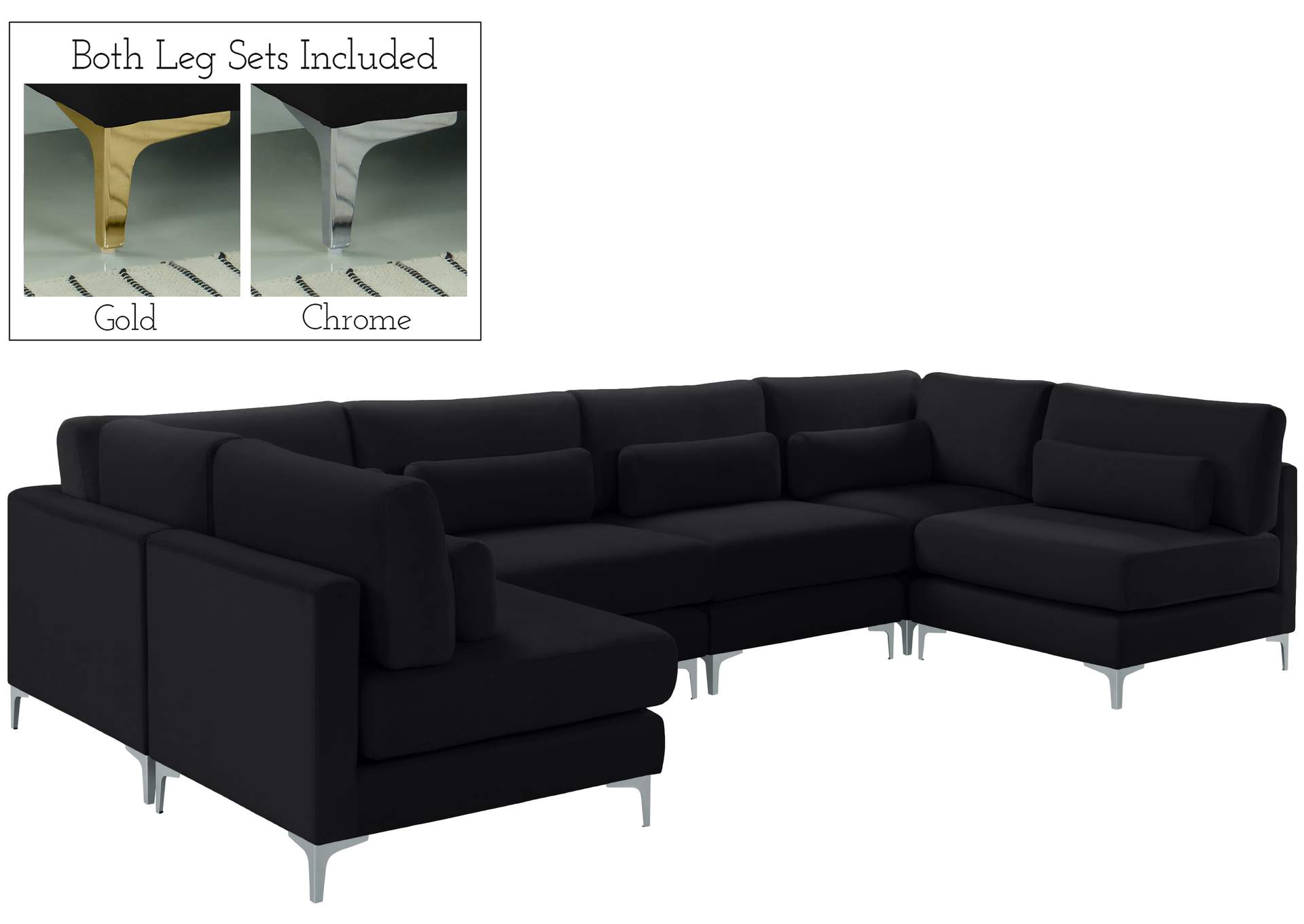 Julia Black Velvet Modular Sectional (6 Boxes),Meridian Furniture