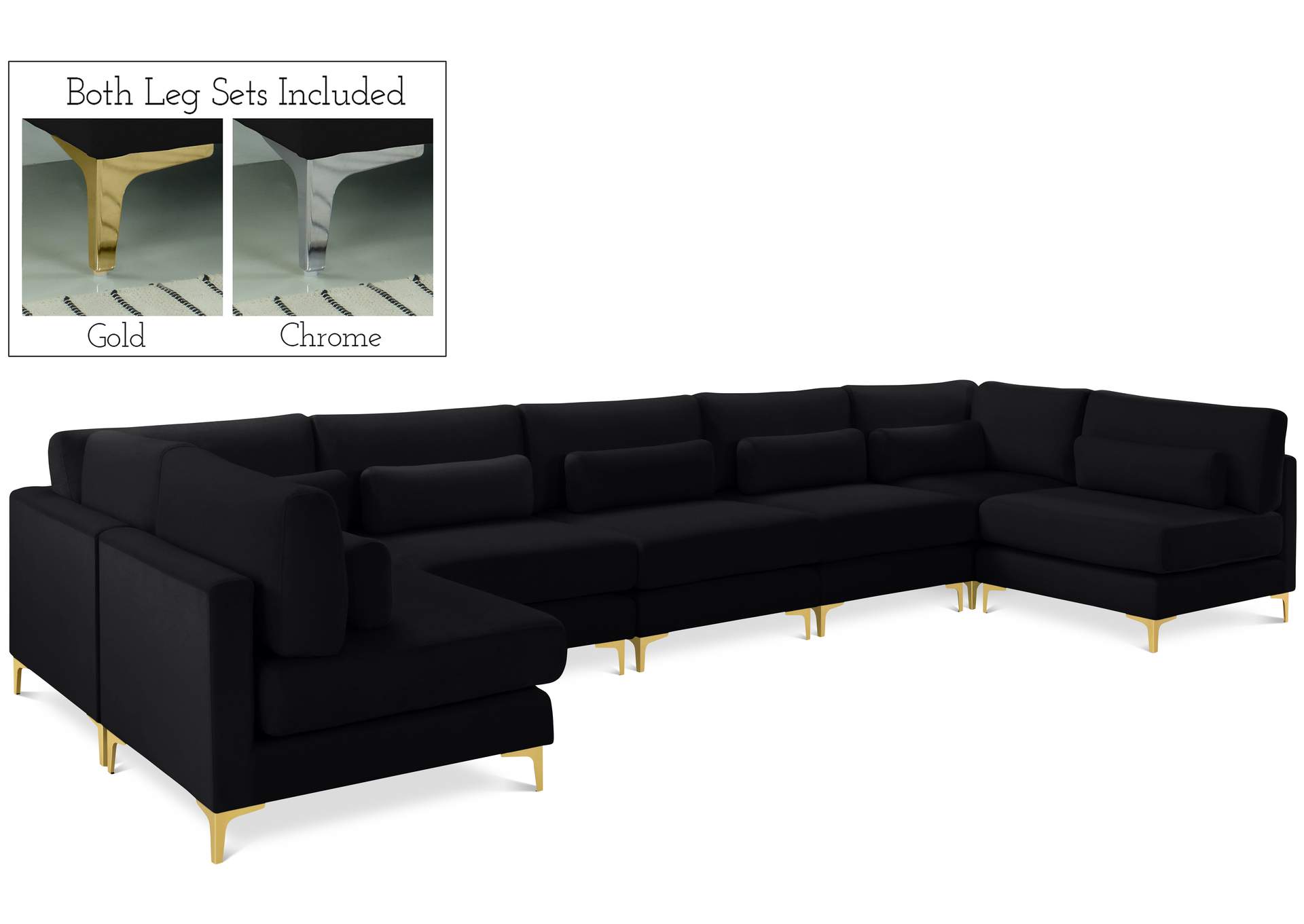 Julia Black Velvet Modular Sectional (7 Boxes),Meridian Furniture