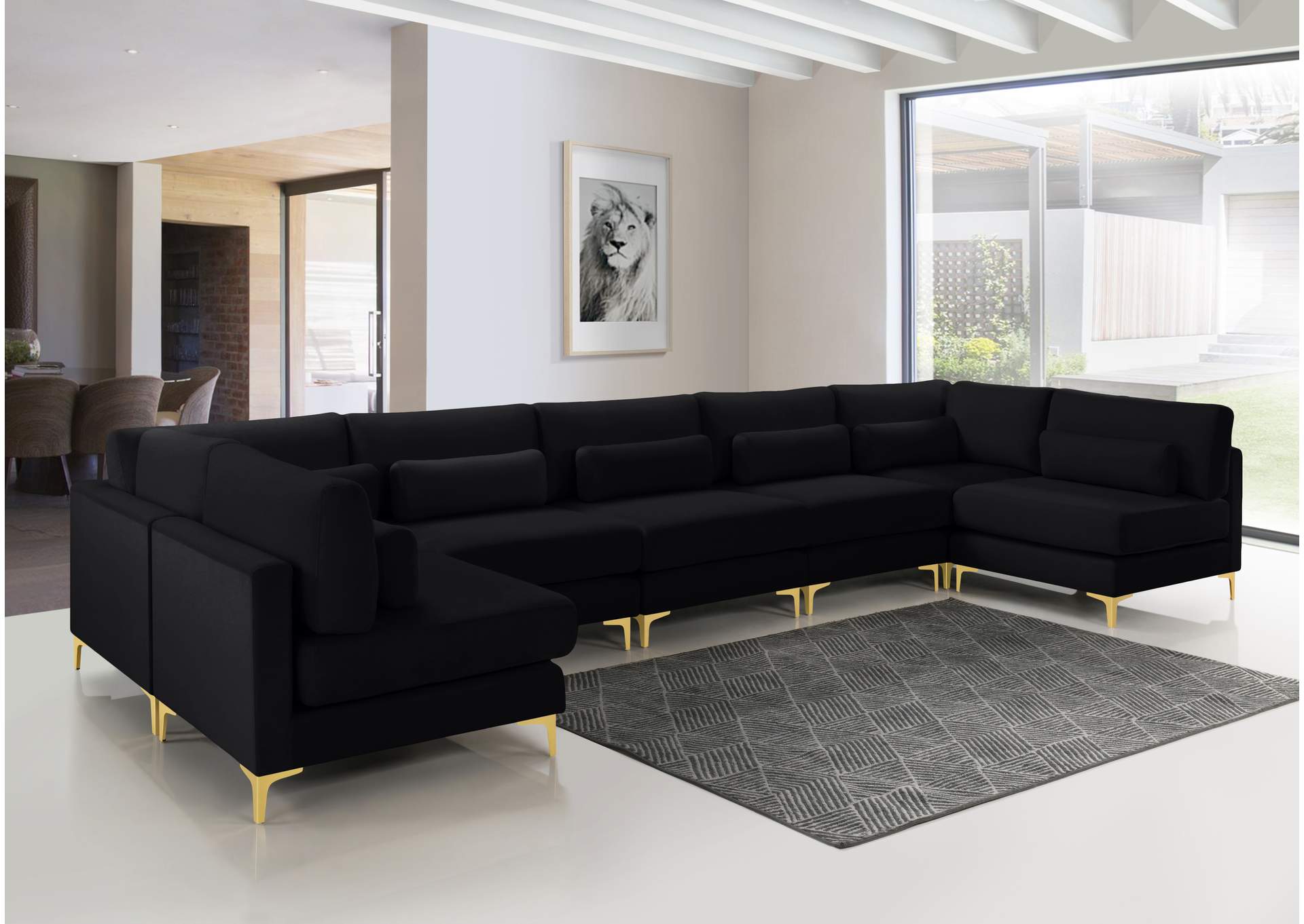 Julia Black Velvet Modular Sectional (7 Boxes),Meridian Furniture