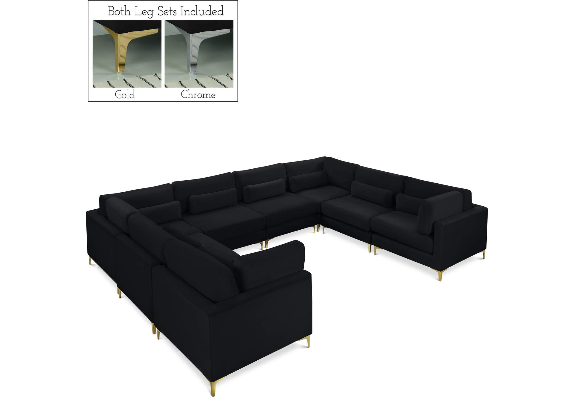 Julia Black Velvet Modular Sectional (8 Boxes),Meridian Furniture