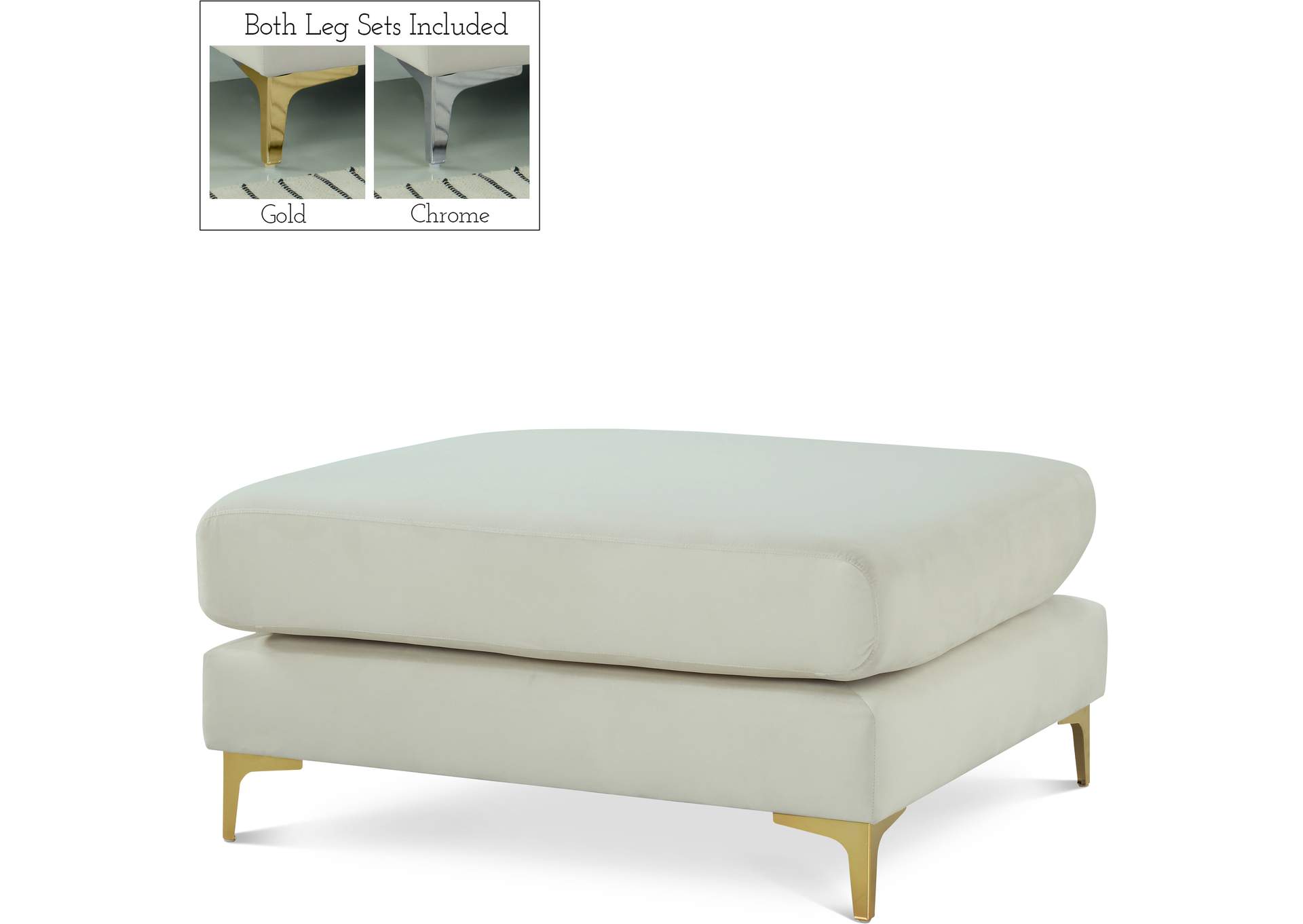 Julia Cream Velvet Modular Ottoman,Meridian Furniture