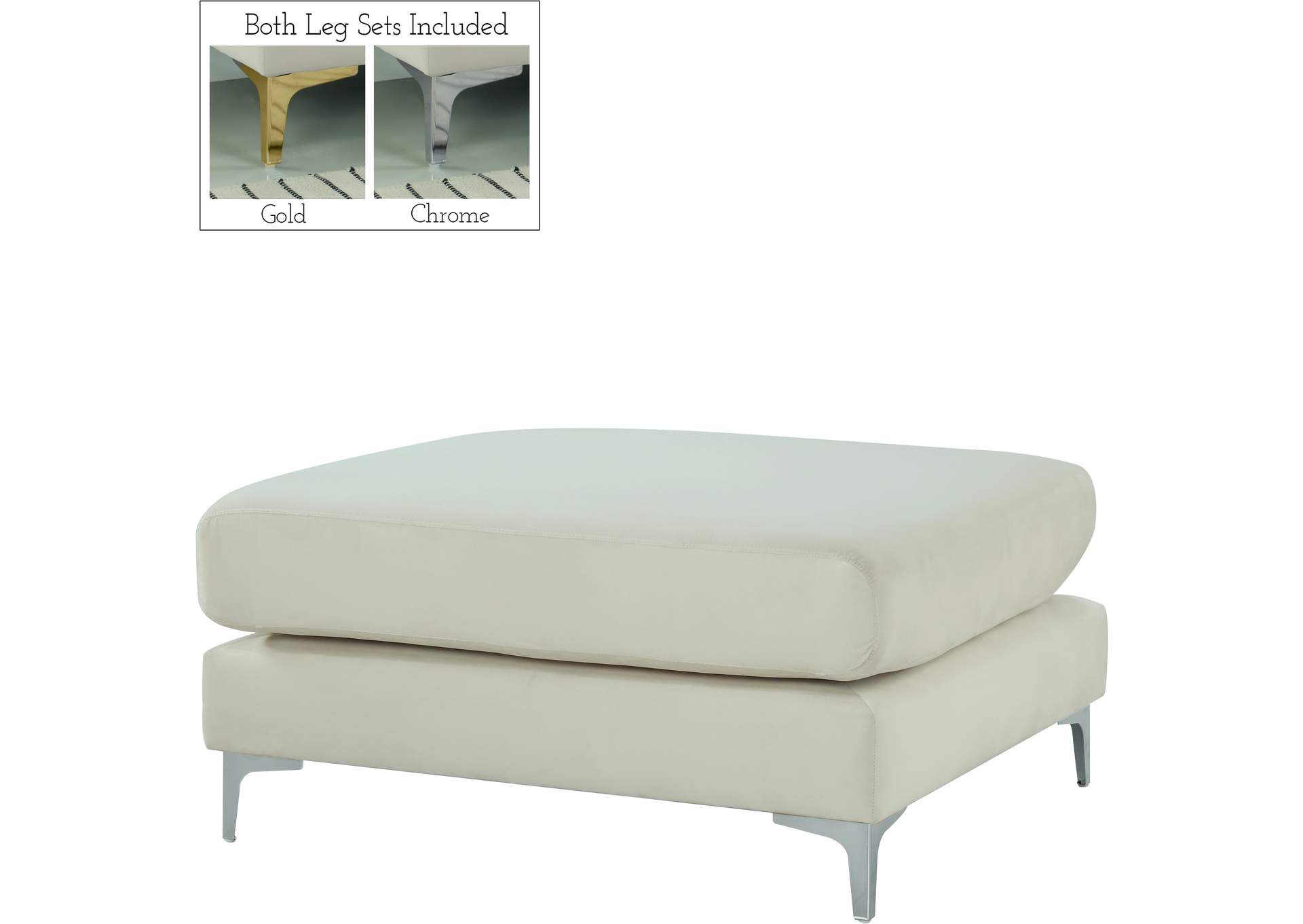 Julia Cream Velvet Modular Ottoman,Meridian Furniture