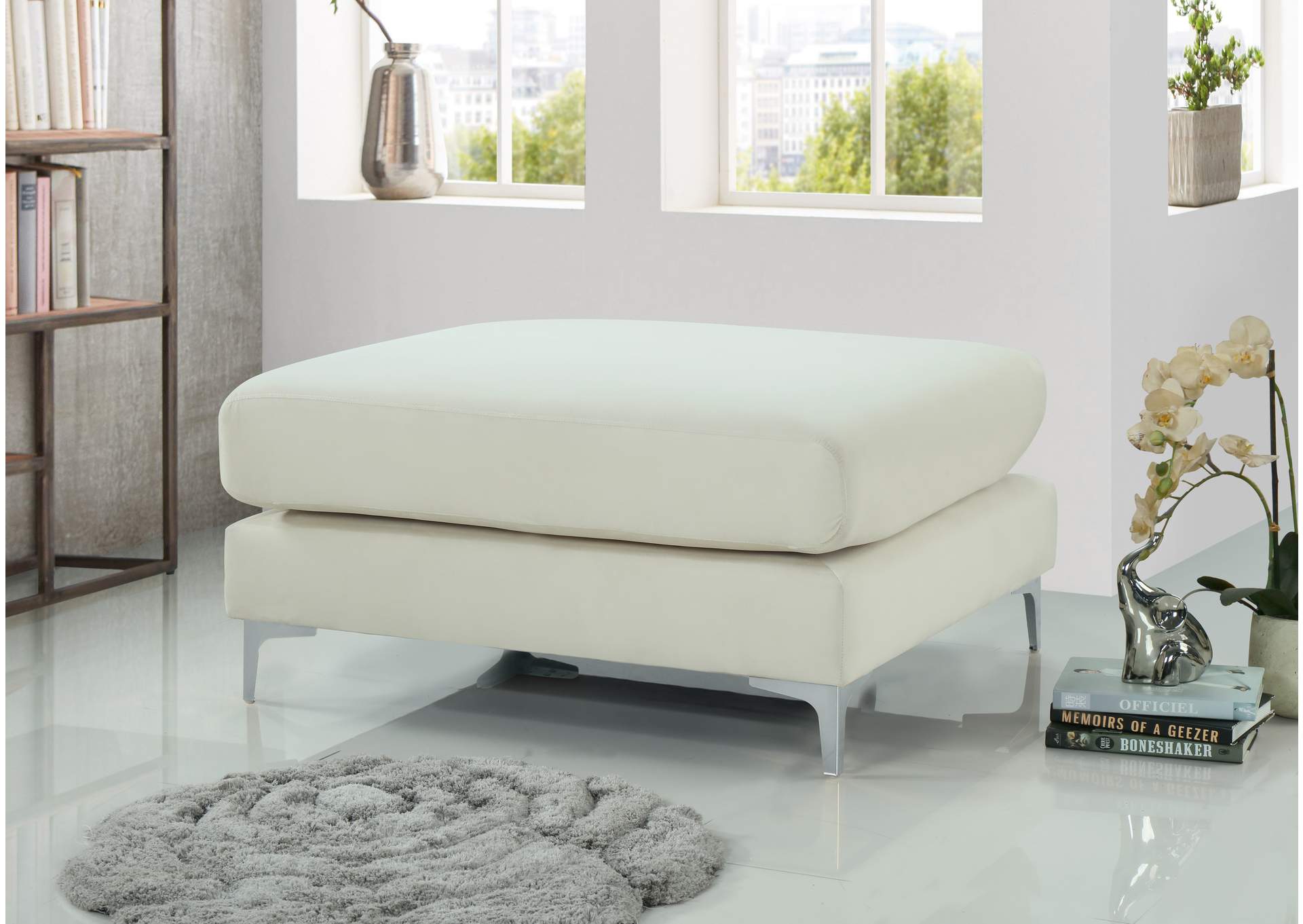 Julia Cream Velvet Modular Ottoman,Meridian Furniture