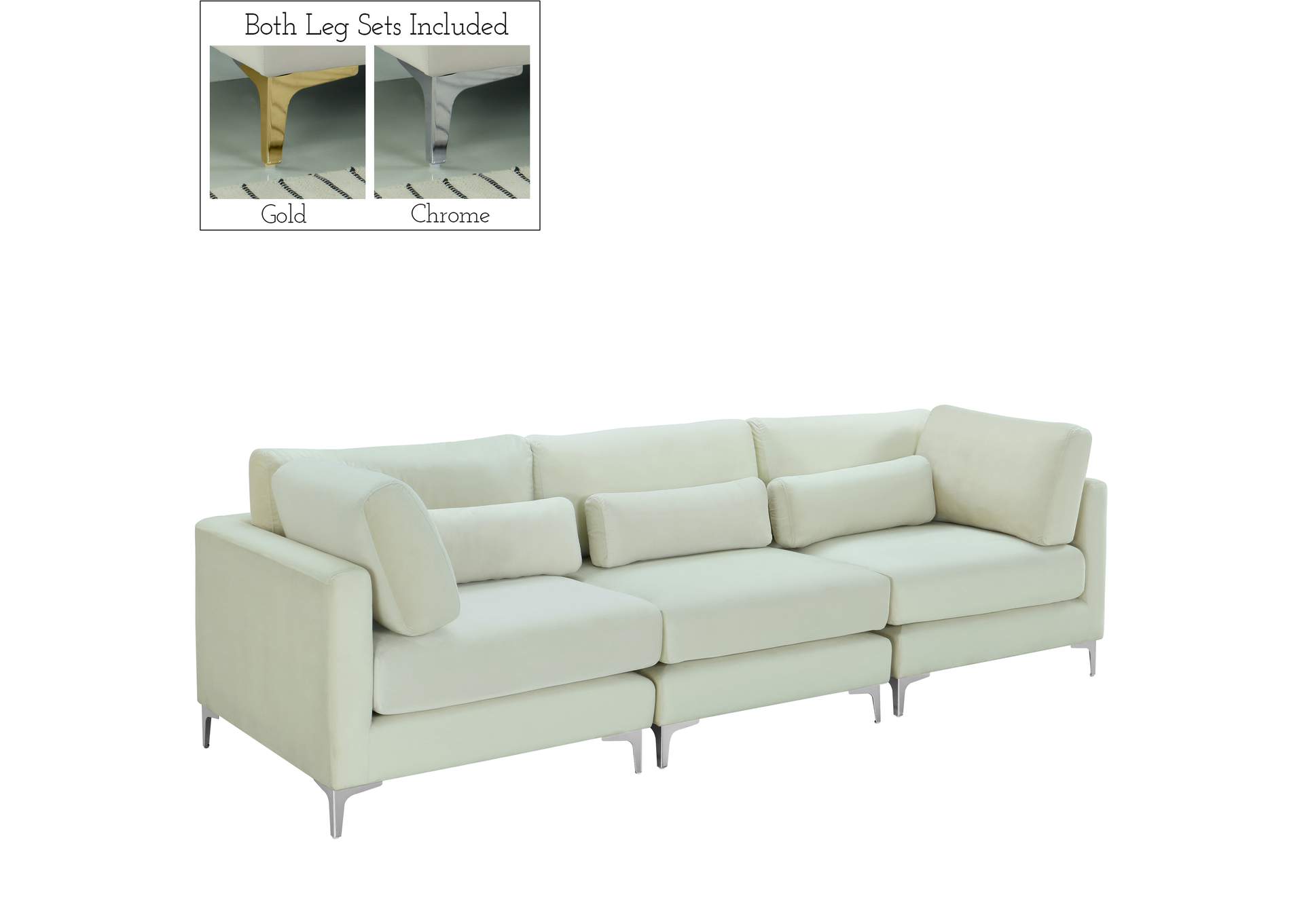 Julia Cream Velvet Modular Sofa (3 Boxes),Meridian Furniture