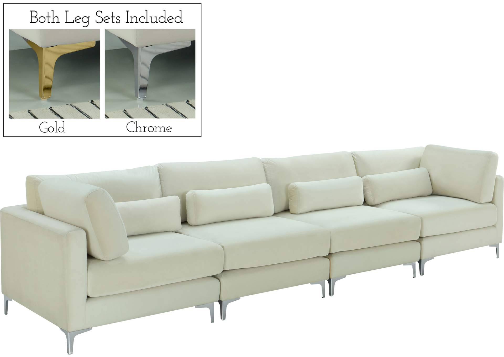 Julia Cream Velvet Modular Sofa (4 Boxes),Meridian Furniture