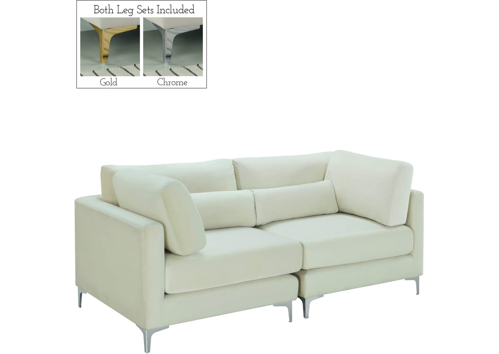 Julia Cream Velvet Modular Sofa,Meridian Furniture