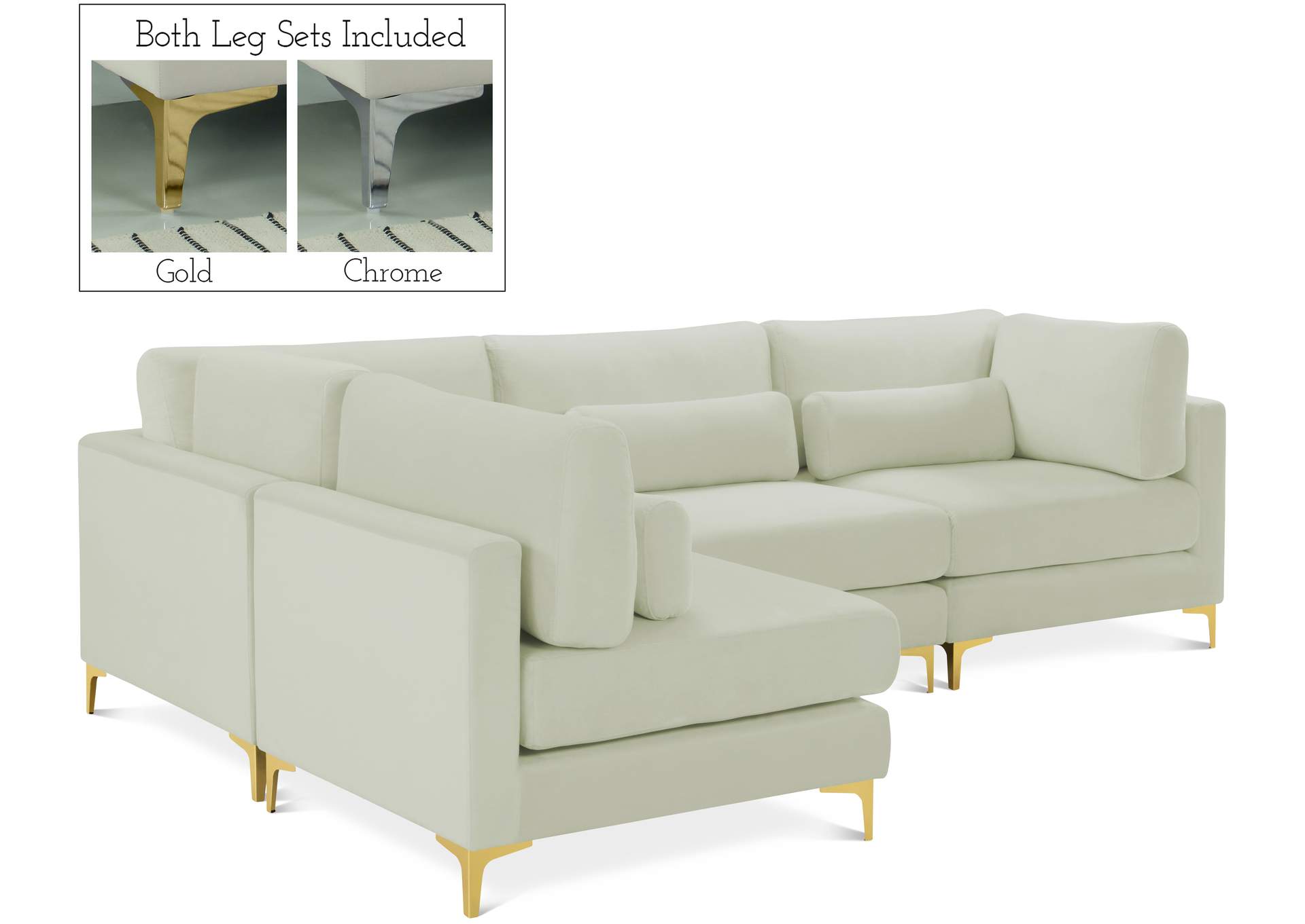 Julia Cream Velvet Modular Sectional (4 Boxes),Meridian Furniture