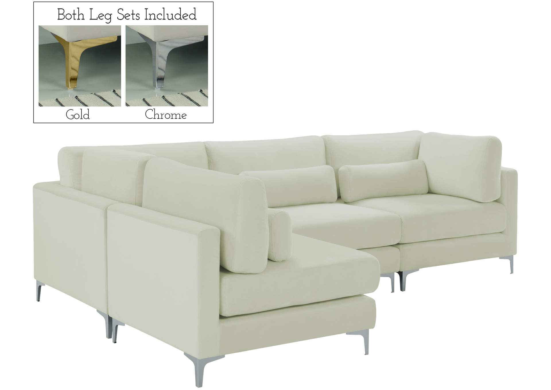 Julia Cream Velvet Modular Sectional (4 Boxes),Meridian Furniture