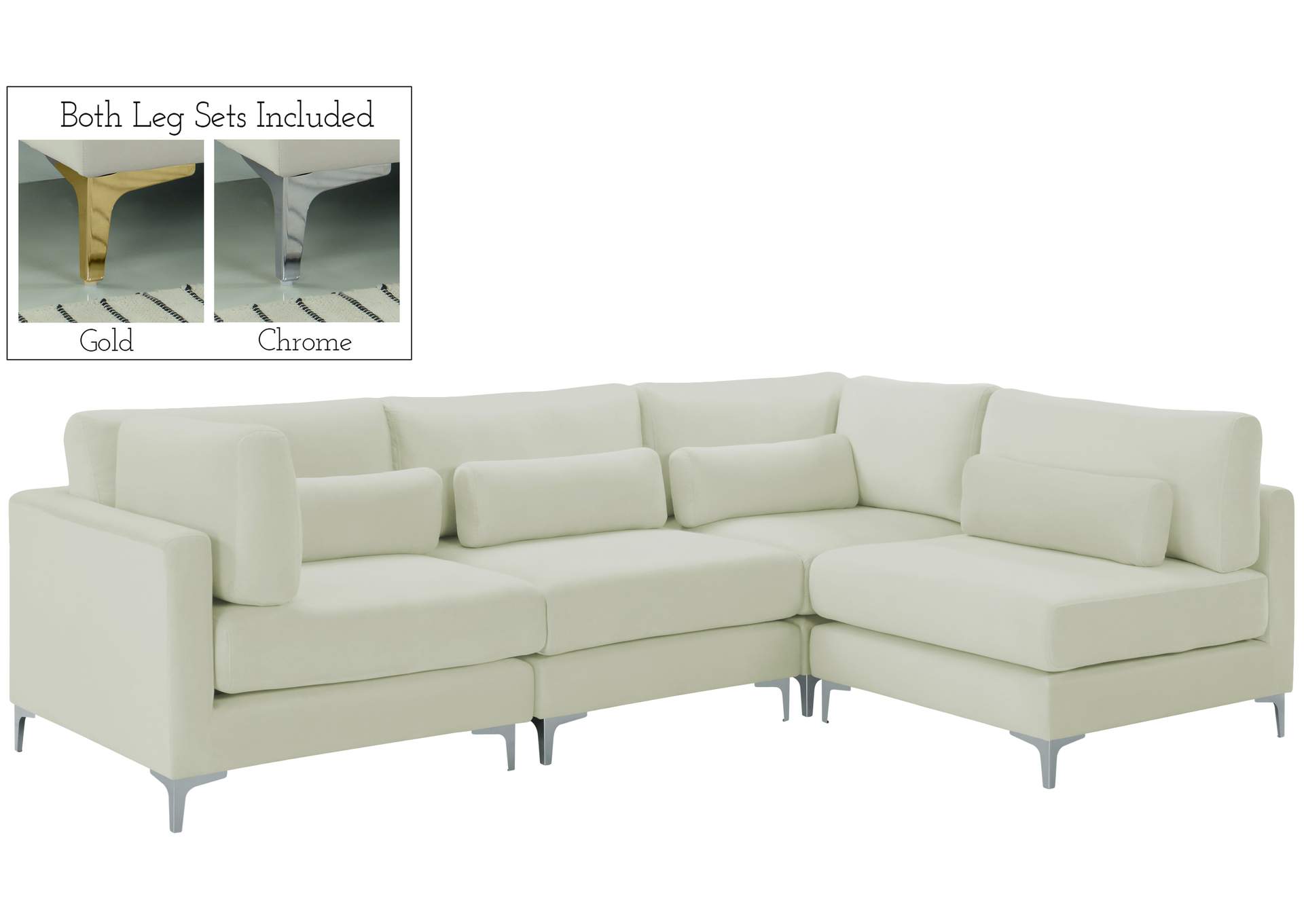 Julia Cream Velvet Modular Sectional (4 Boxes),Meridian Furniture