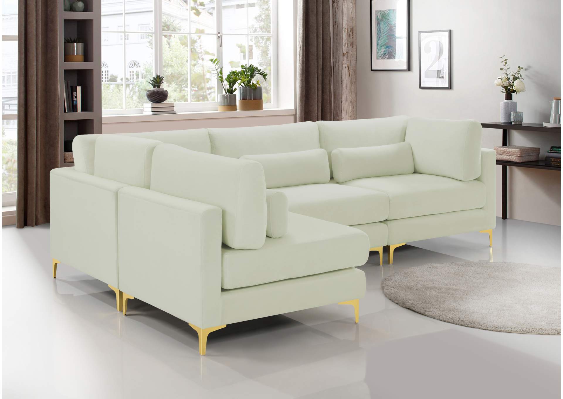 Julia Cream Velvet Modular Sectional (4 Boxes),Meridian Furniture