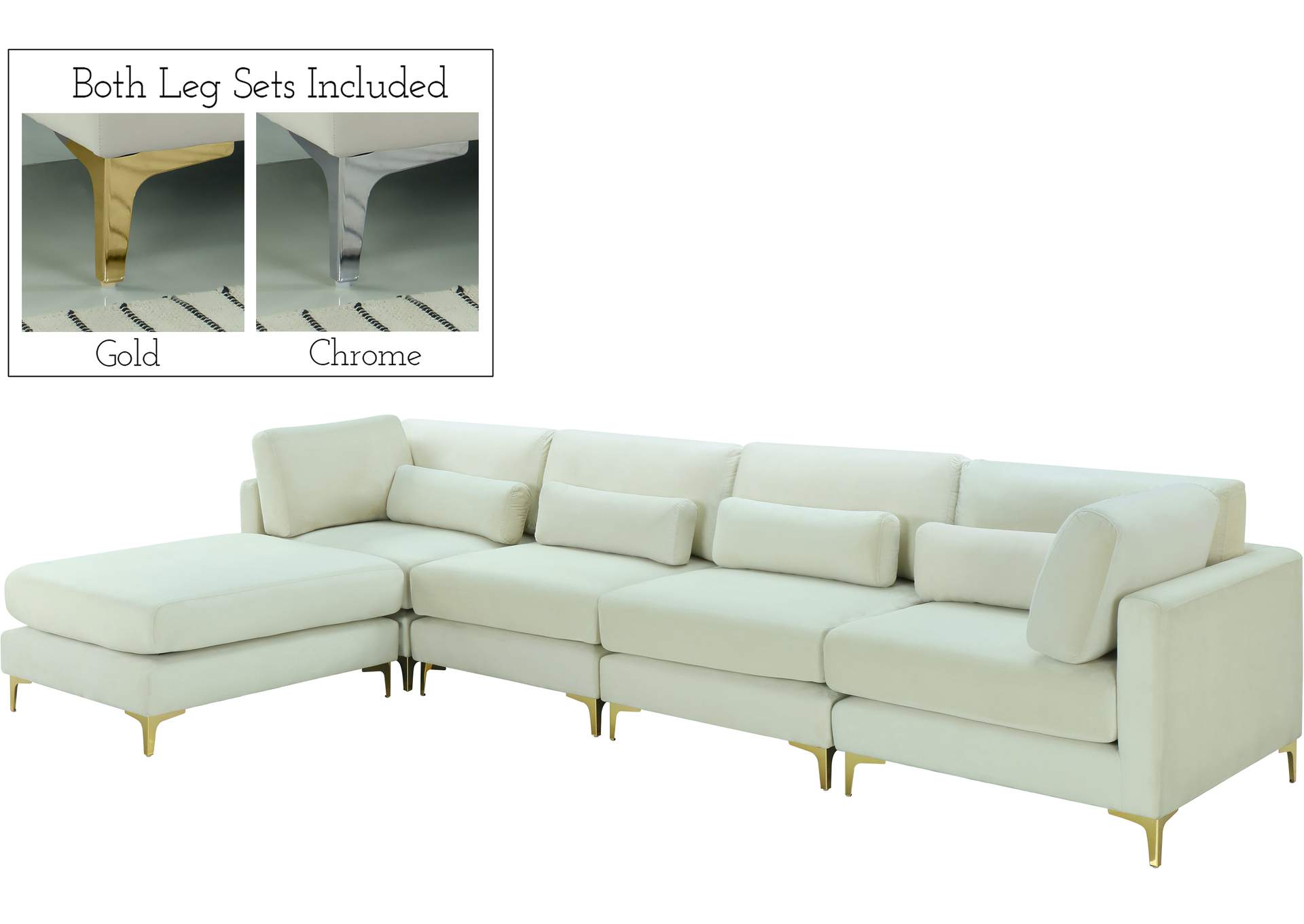 Julia Cream Velvet Modular Sectional (5 Boxes),Meridian Furniture