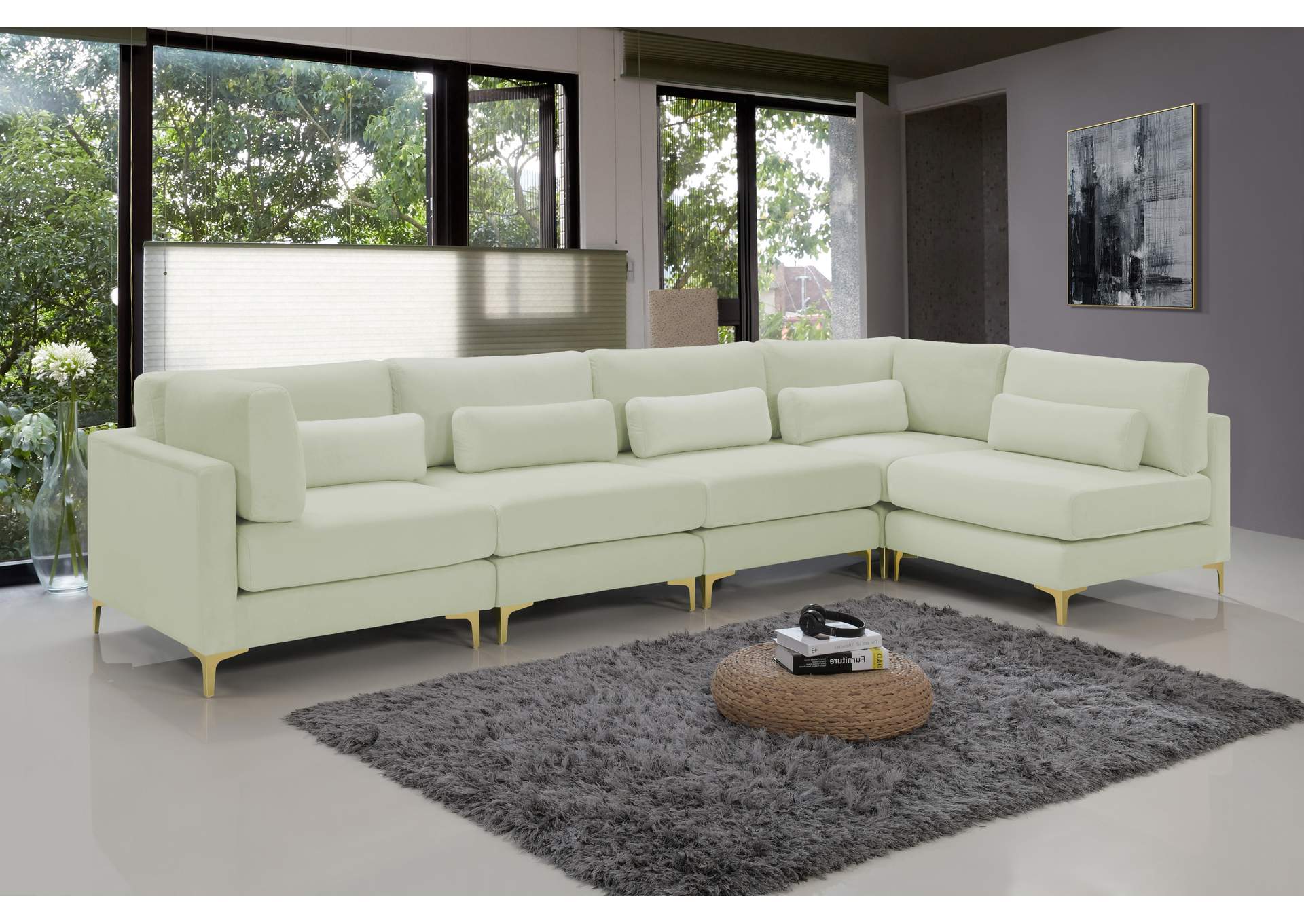 Julia Cream Velvet Modular Sectional (5 Boxes),Meridian Furniture