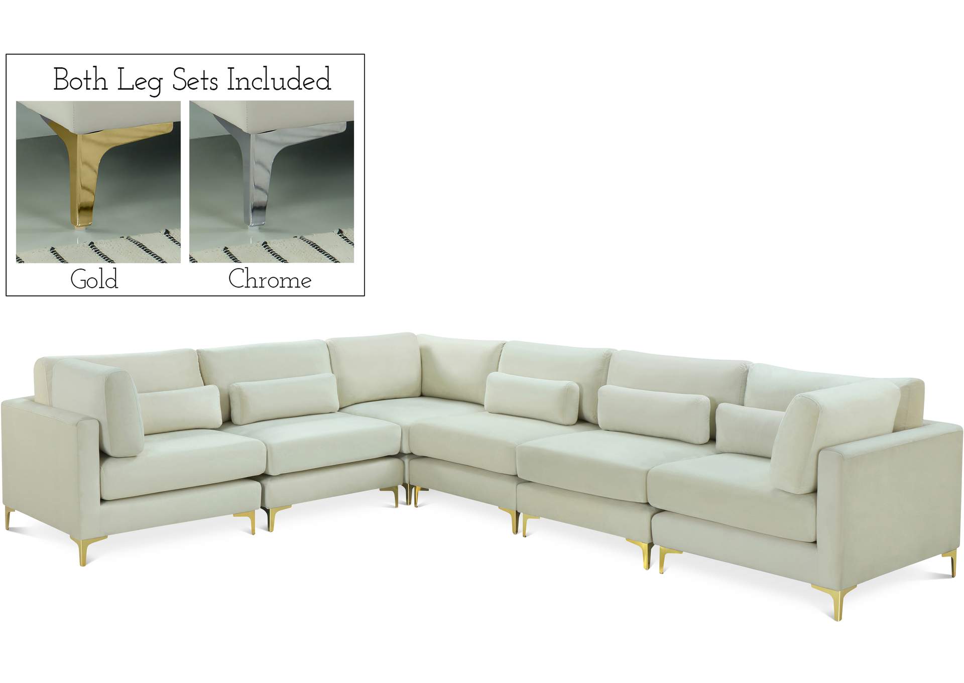 Julia Cream Velvet Modular Sectional (6 Boxes),Meridian Furniture