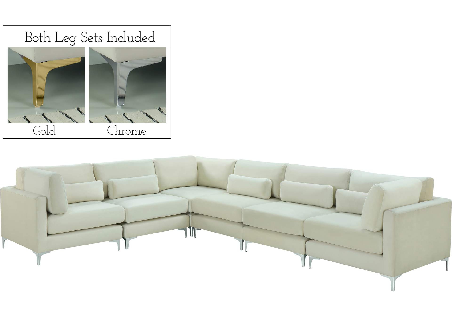 Julia Cream Velvet Modular Sectional (6 Boxes),Meridian Furniture