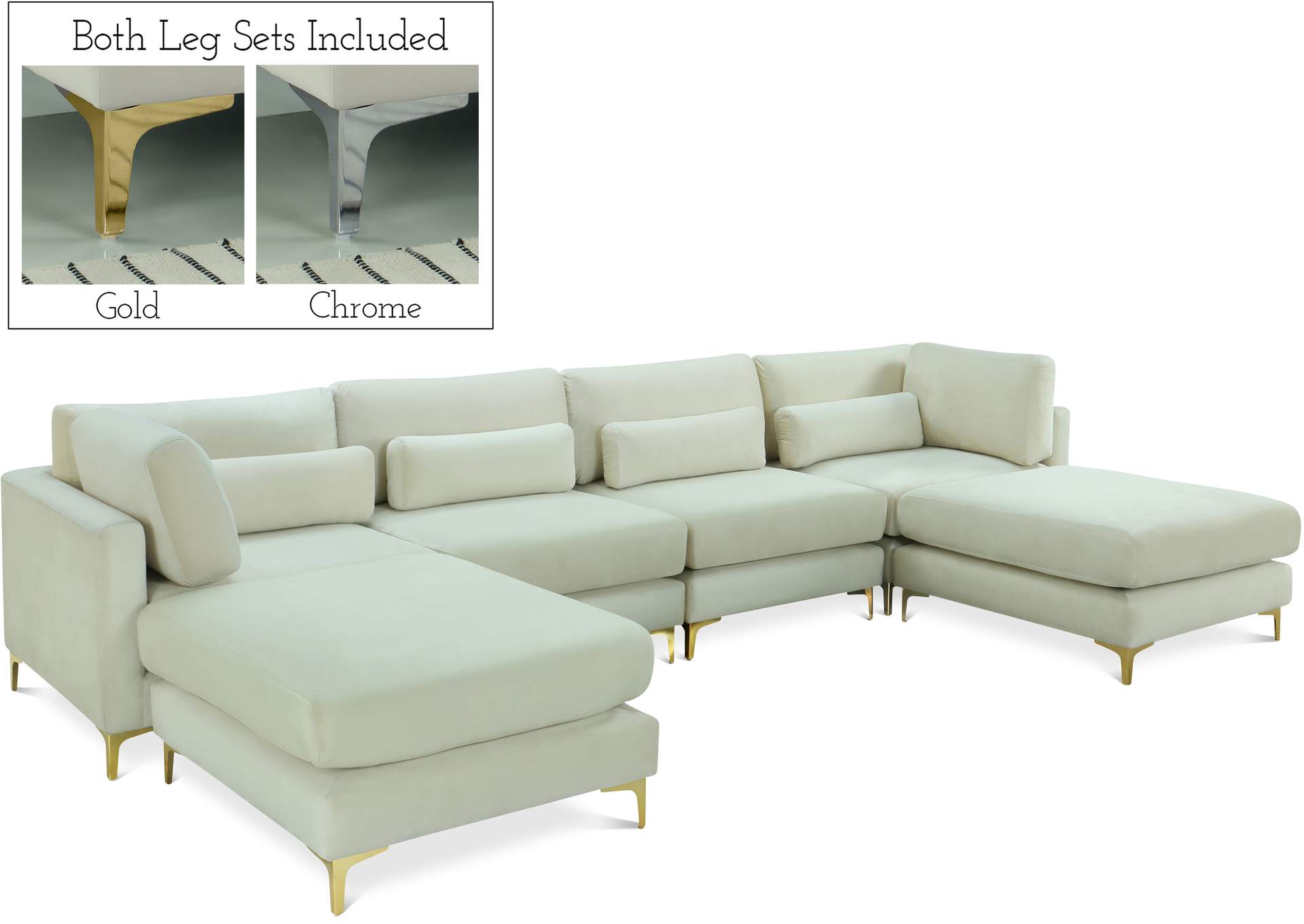 Julia Cream Velvet Modular Sectional (6 Boxes),Meridian Furniture