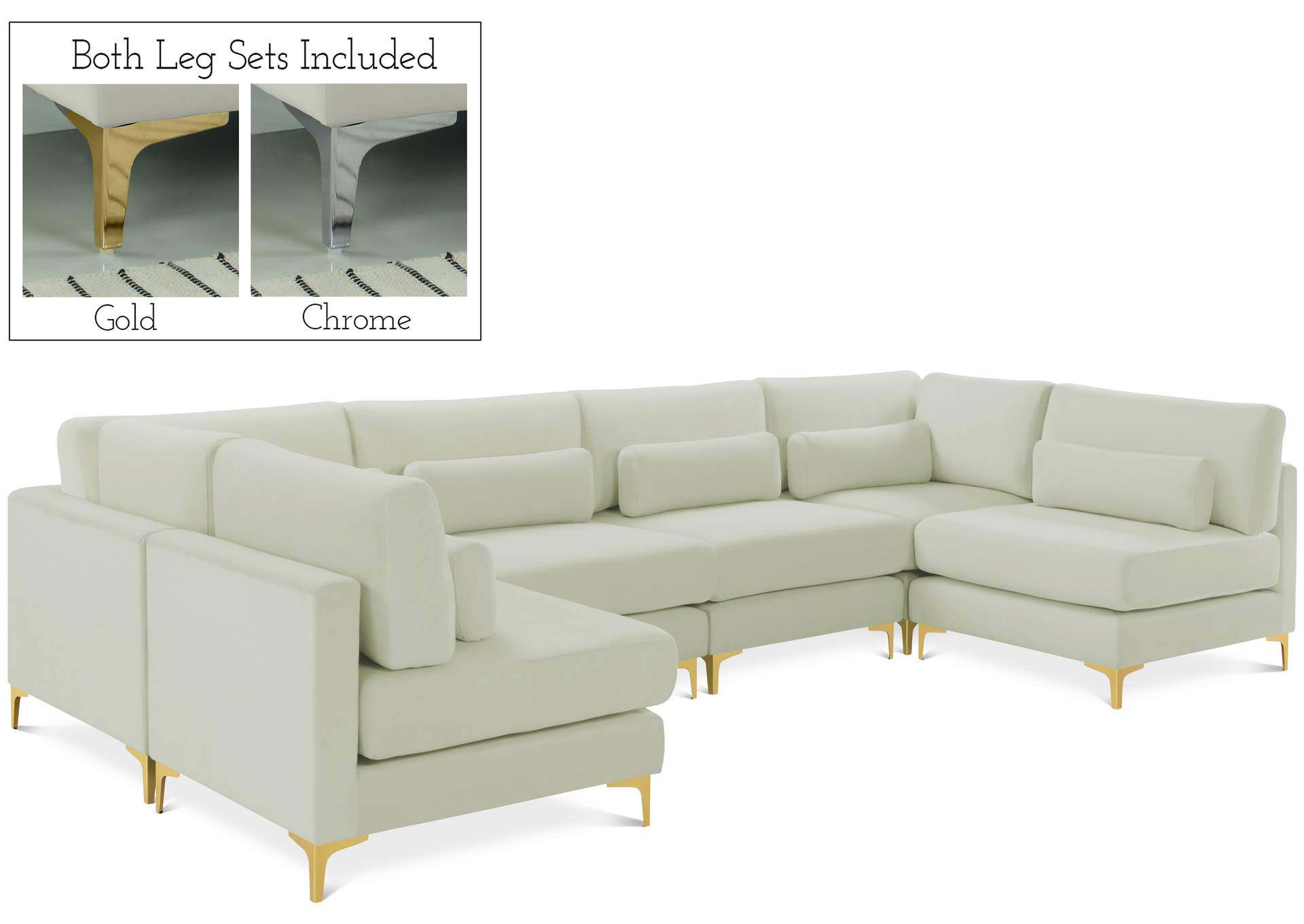 Julia Cream Velvet Modular Sectional (6 Boxes),Meridian Furniture