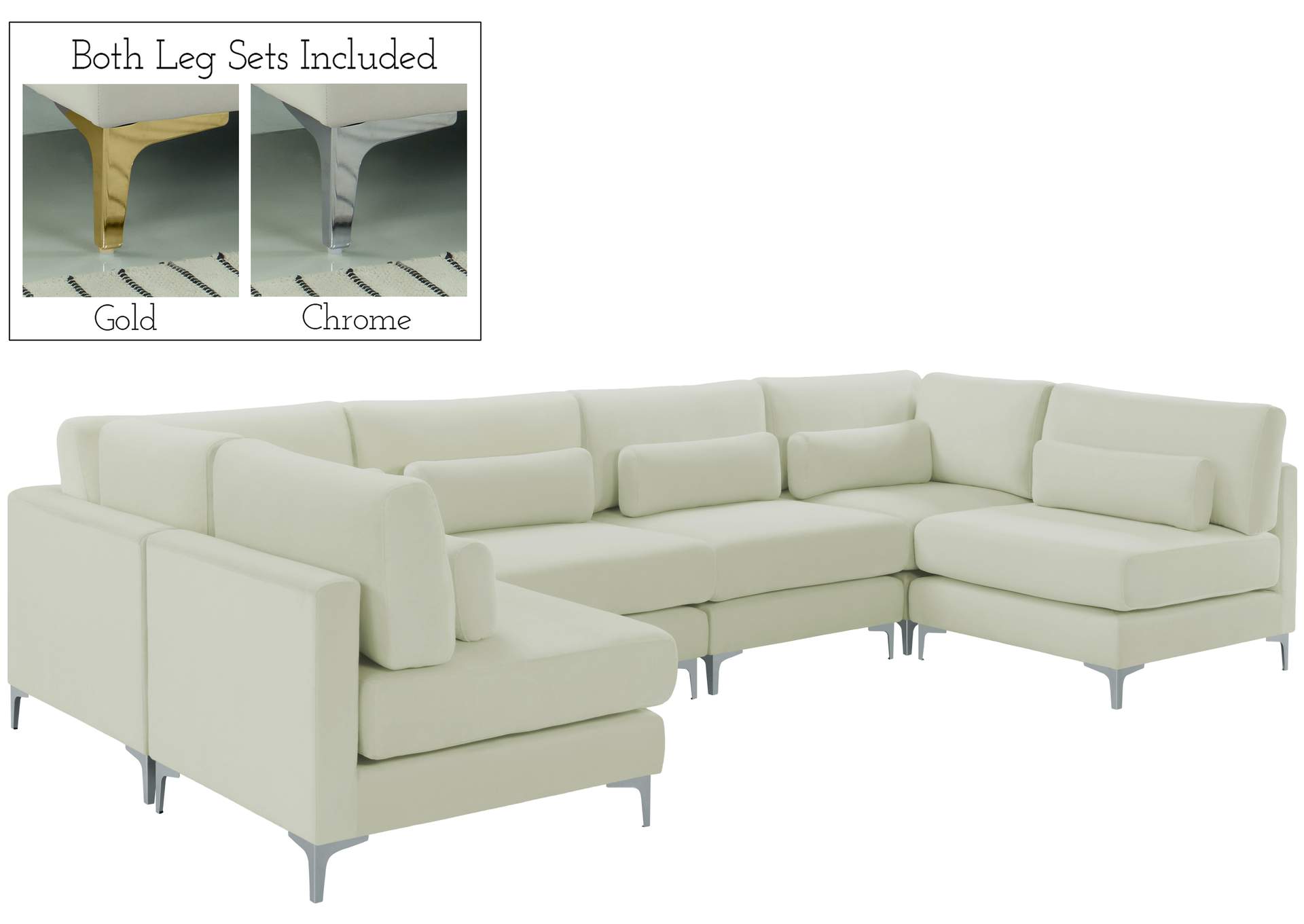 Julia Cream Velvet Modular Sectional (6 Boxes),Meridian Furniture