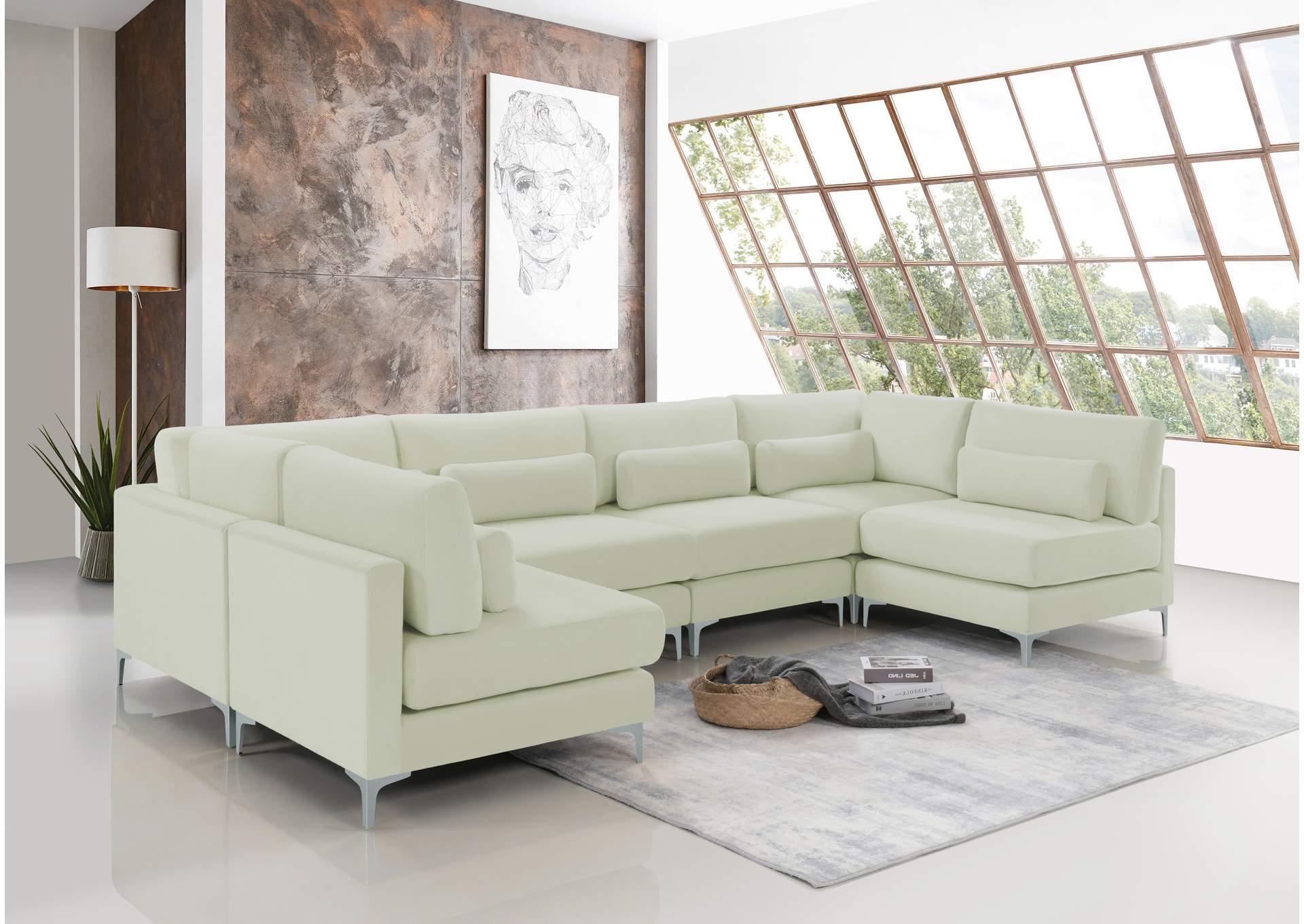 Julia Cream Velvet Modular Sectional (6 Boxes),Meridian Furniture