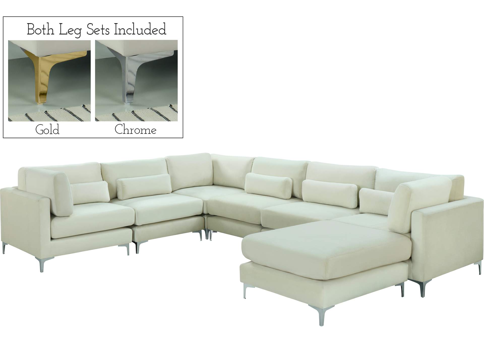 Julia Cream Velvet Modular Sectional (7 Boxes),Meridian Furniture