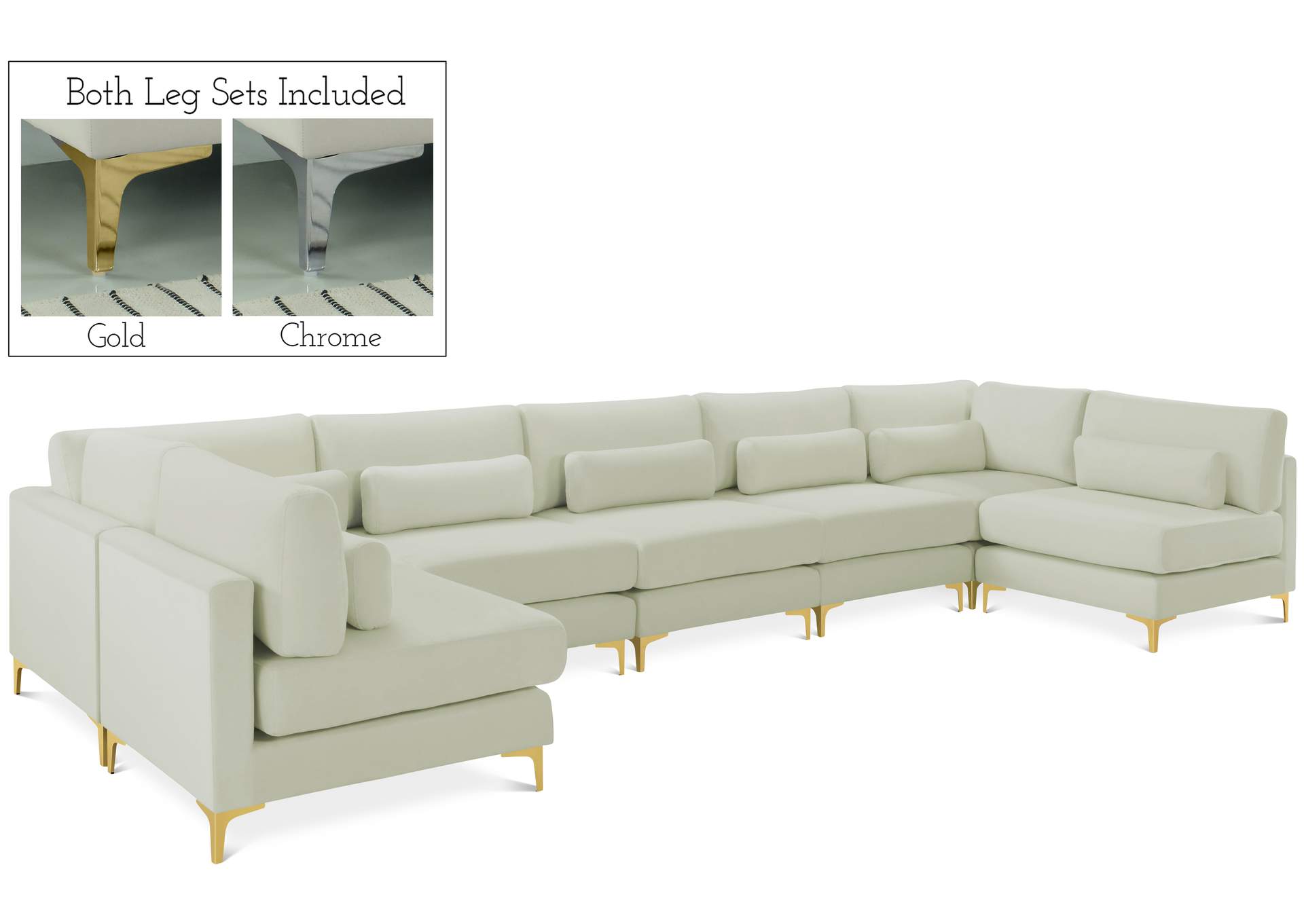 Julia Cream Velvet Modular Sectional (7 Boxes),Meridian Furniture