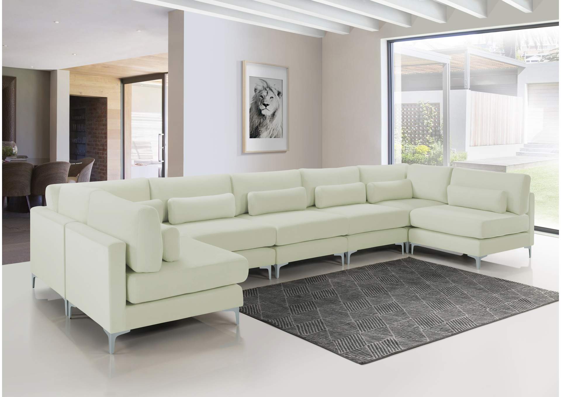 Julia Cream Velvet Modular Sectional (7 Boxes),Meridian Furniture