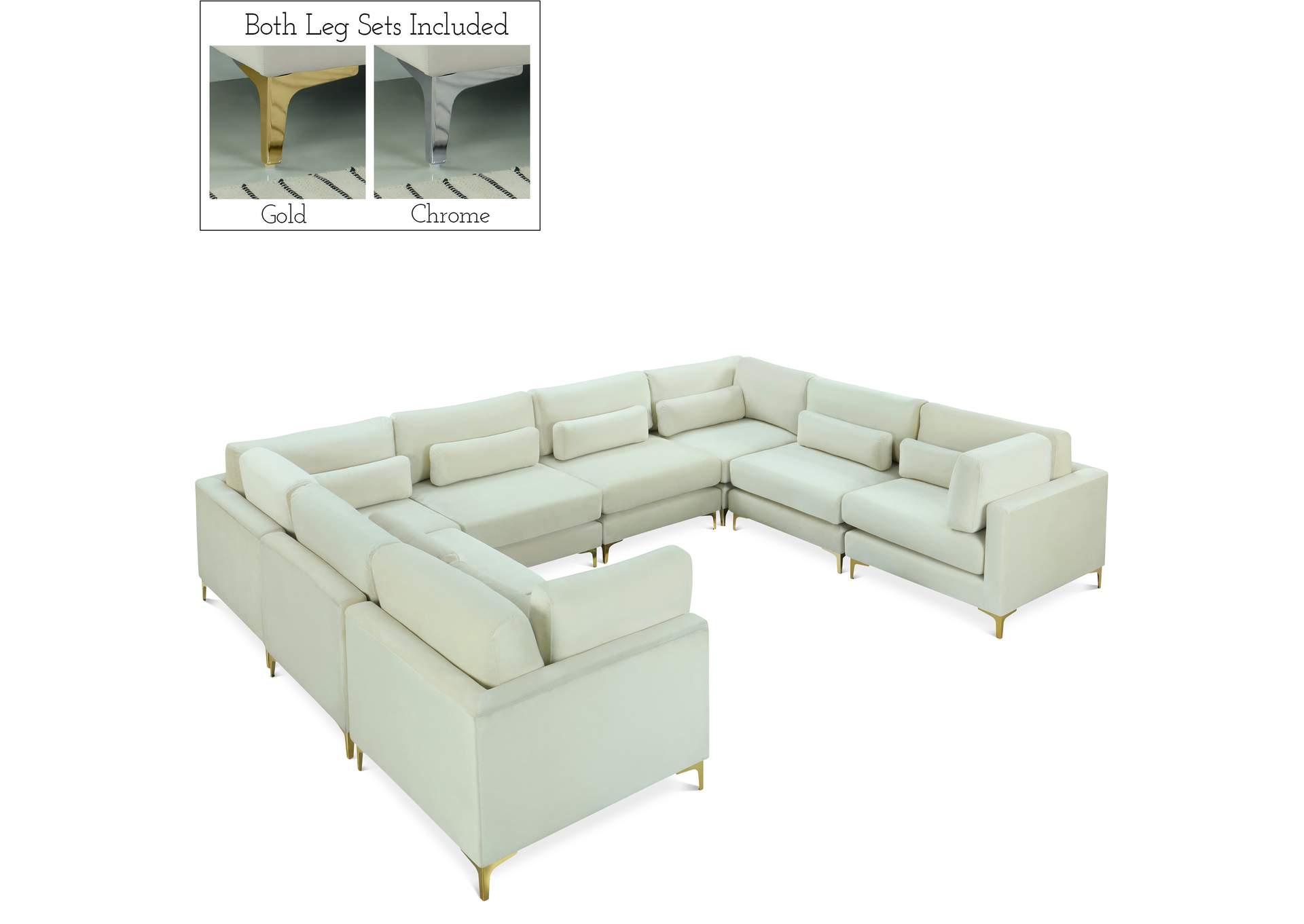 Julia Cream Velvet Modular Sectional (8 Boxes),Meridian Furniture