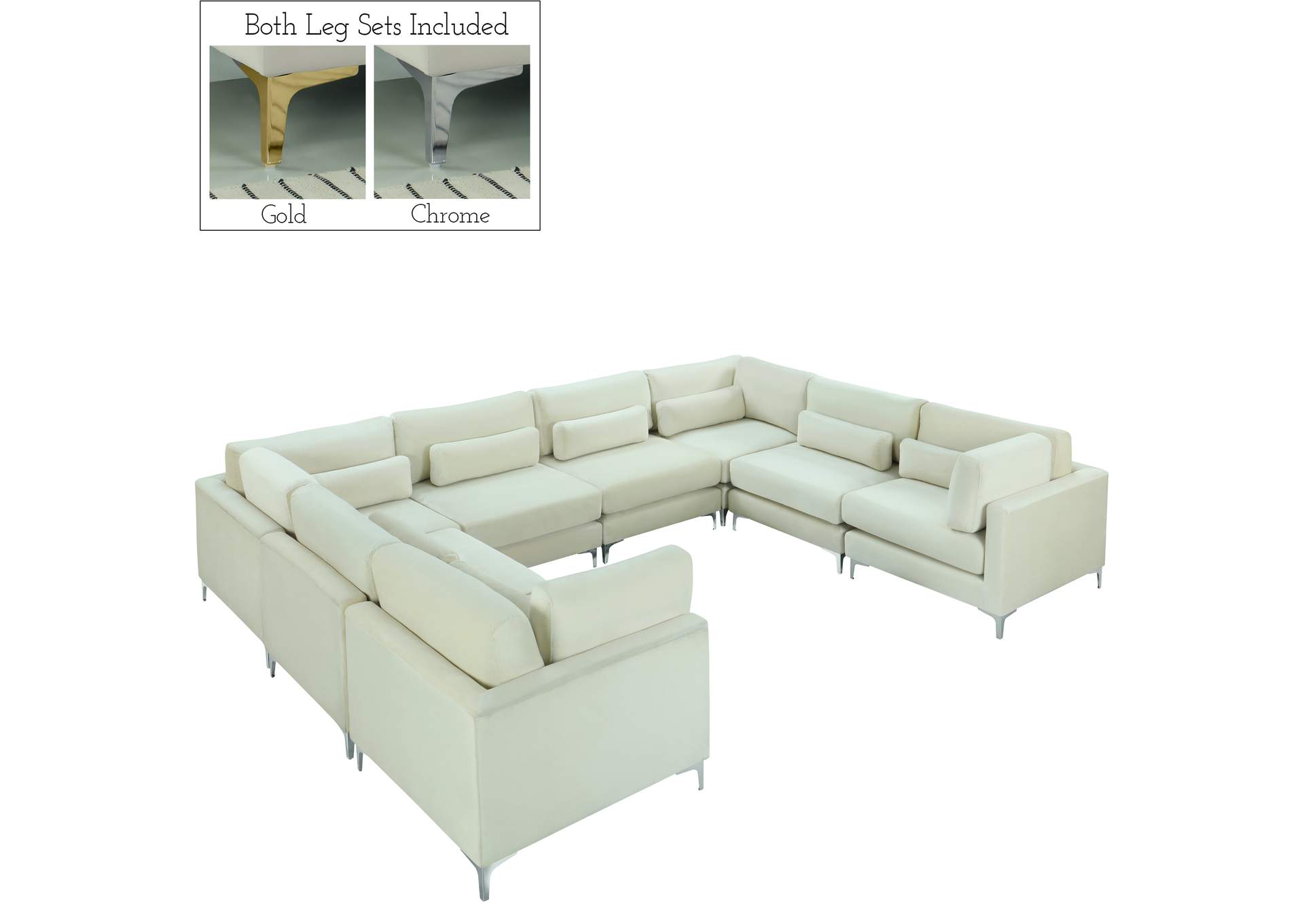 Julia Cream Velvet Modular Sectional (8 Boxes),Meridian Furniture