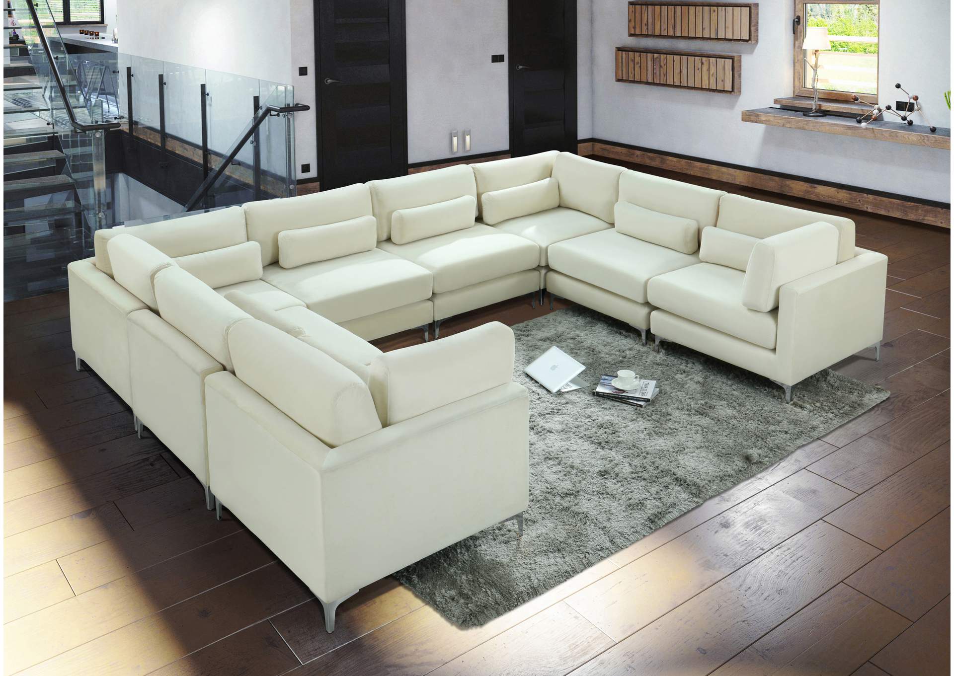 Julia Cream Velvet Modular Sectional (8 Boxes),Meridian Furniture