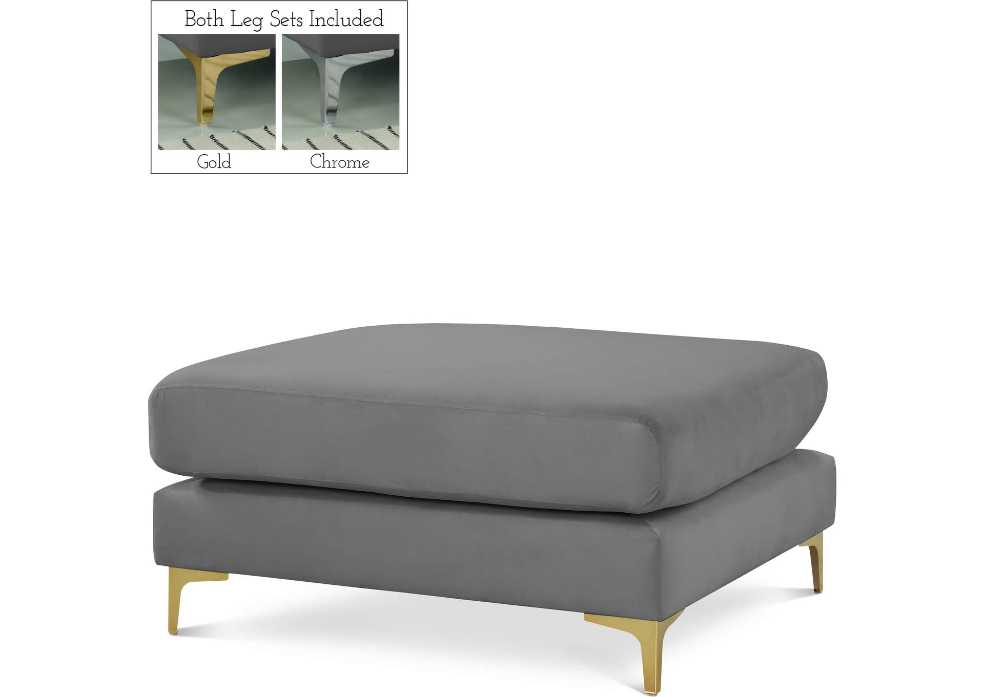 Julia Grey Velvet Modular Ottoman,Meridian Furniture