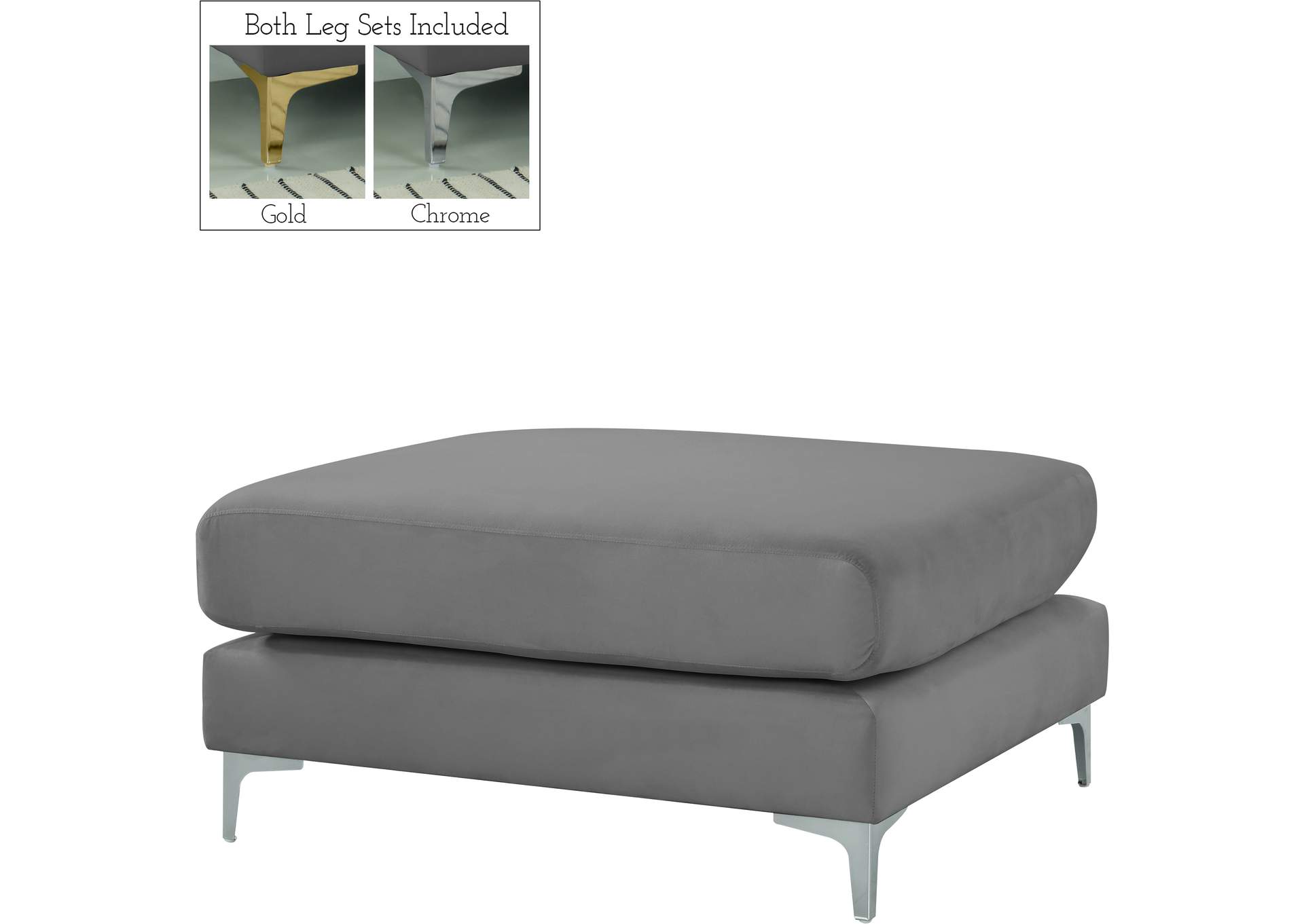 Julia Grey Velvet Modular Ottoman,Meridian Furniture