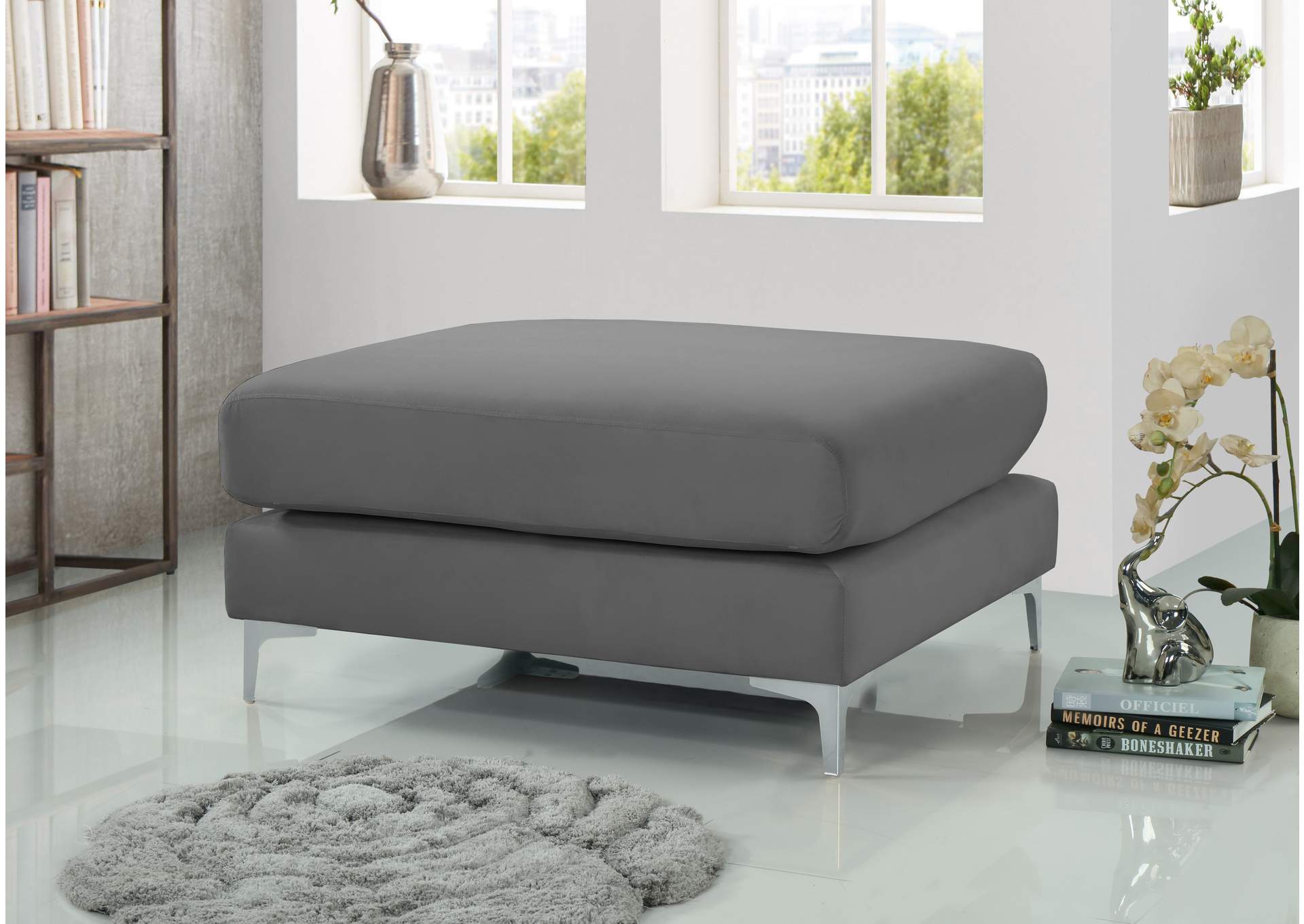 Julia Grey Velvet Modular Ottoman,Meridian Furniture