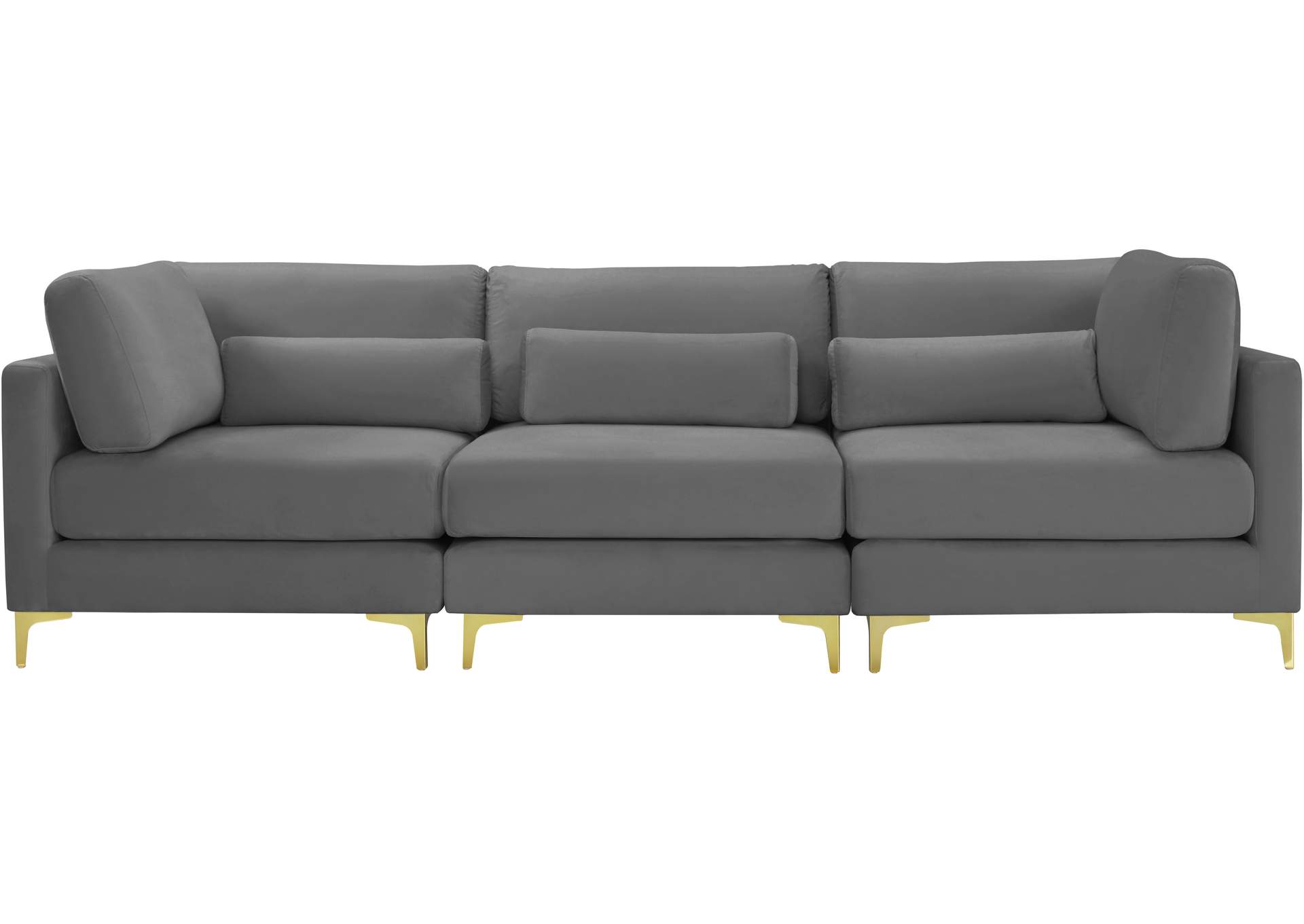 Julia Grey Velvet Modular Sofa (3 Boxes),Meridian Furniture