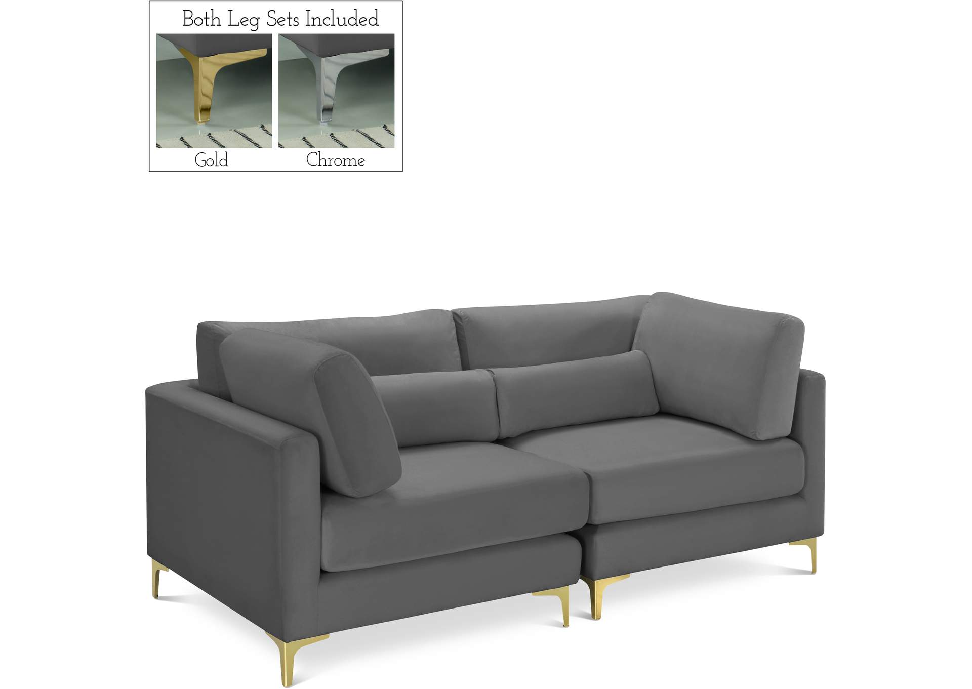 Julia Grey Velvet Modular Sofa,Meridian Furniture