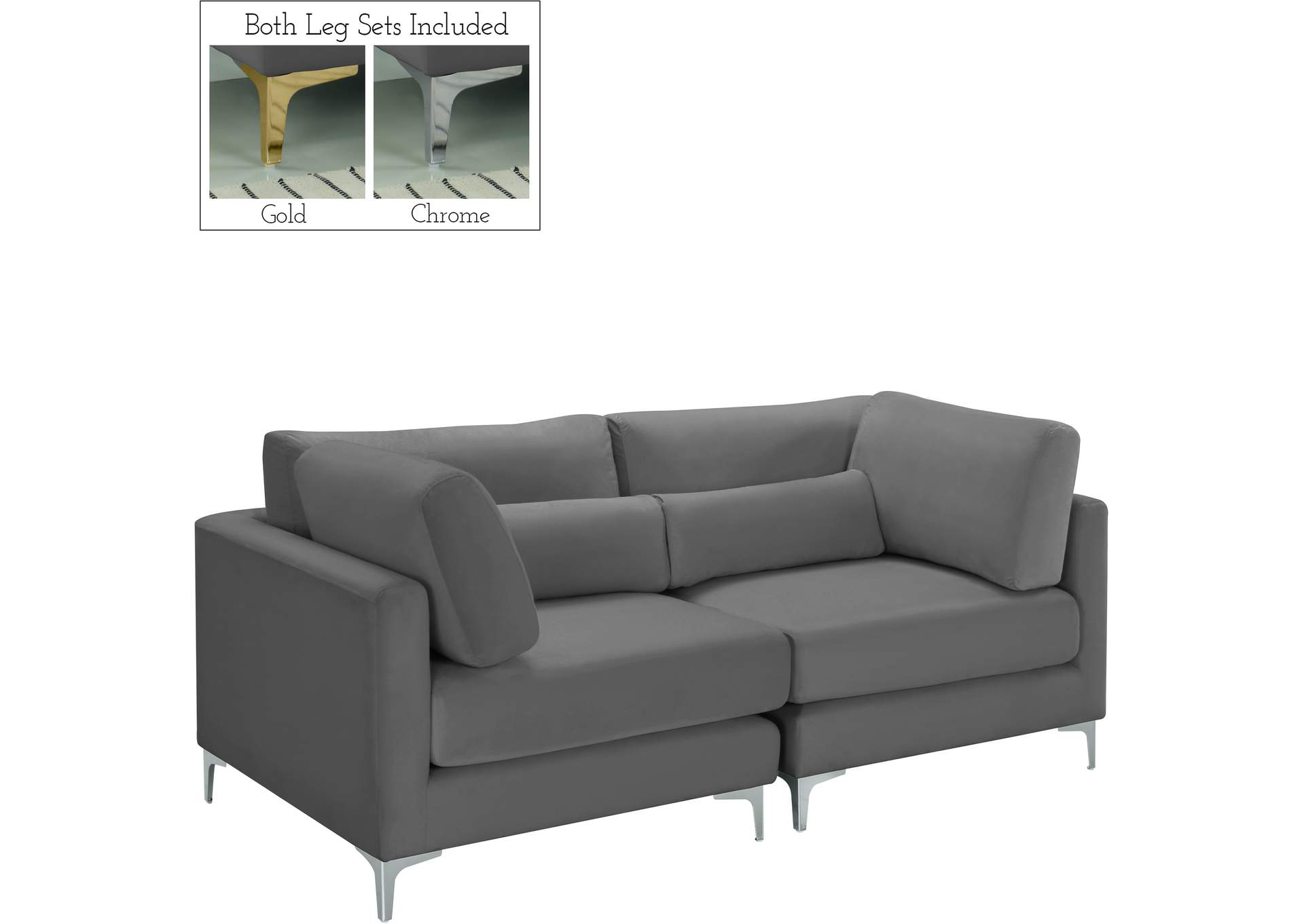 Julia Grey Velvet Modular Sofa,Meridian Furniture