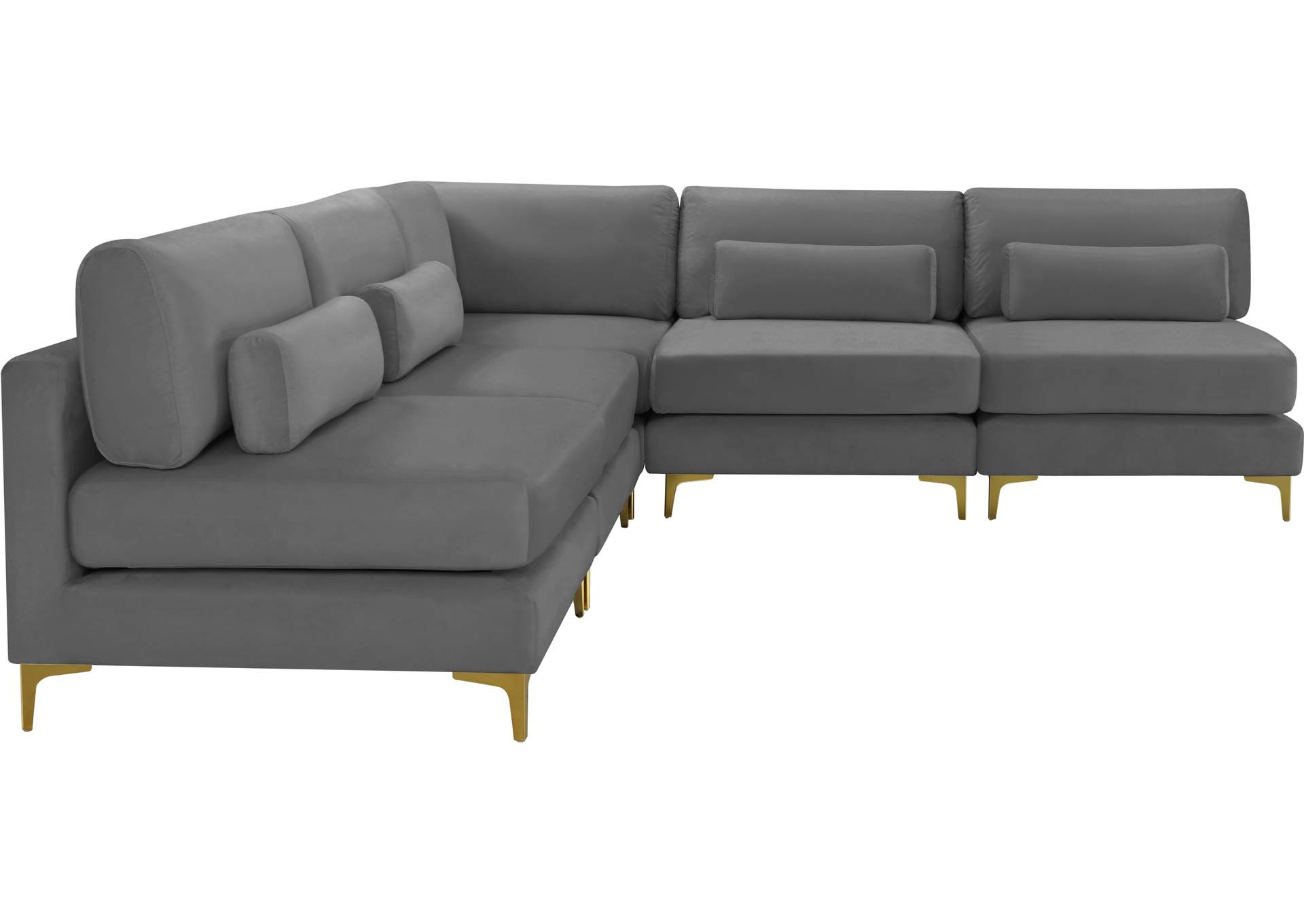 Julia Grey Velvet Modular Sectional (5 Boxes),Meridian Furniture