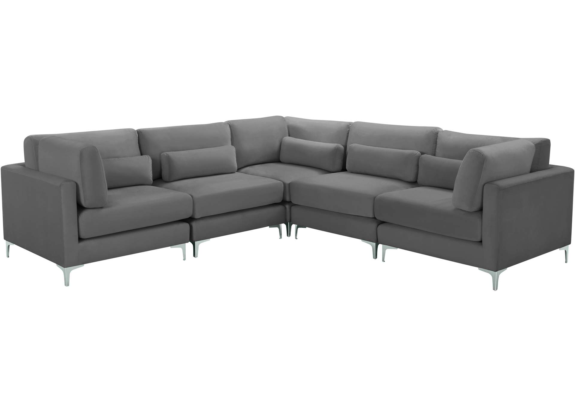 Julia Grey Velvet Modular Sectional (5 Boxes),Meridian Furniture