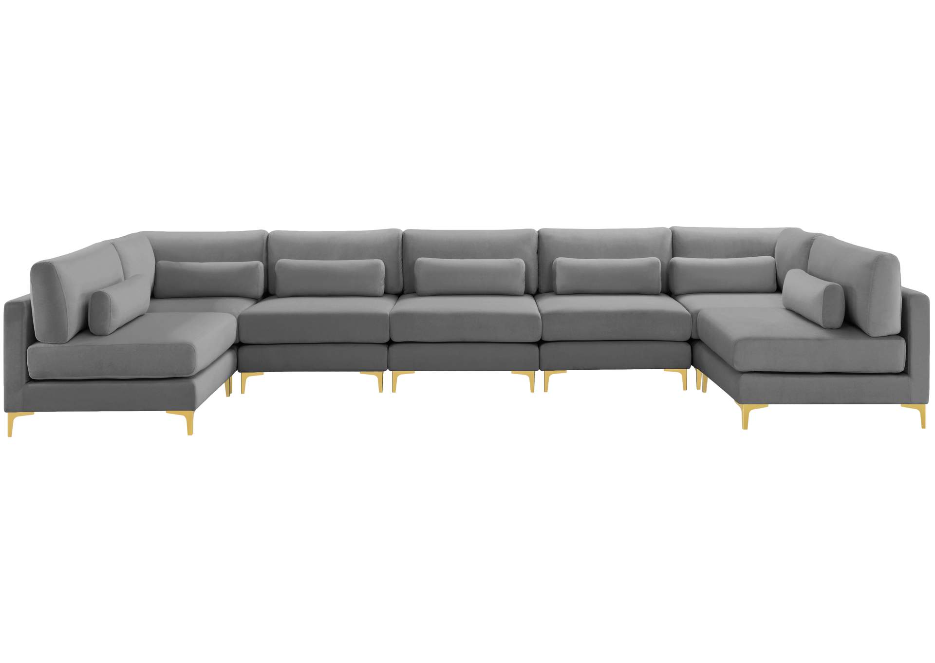 Julia Grey Velvet Modular Sectional (7 Boxes),Meridian Furniture