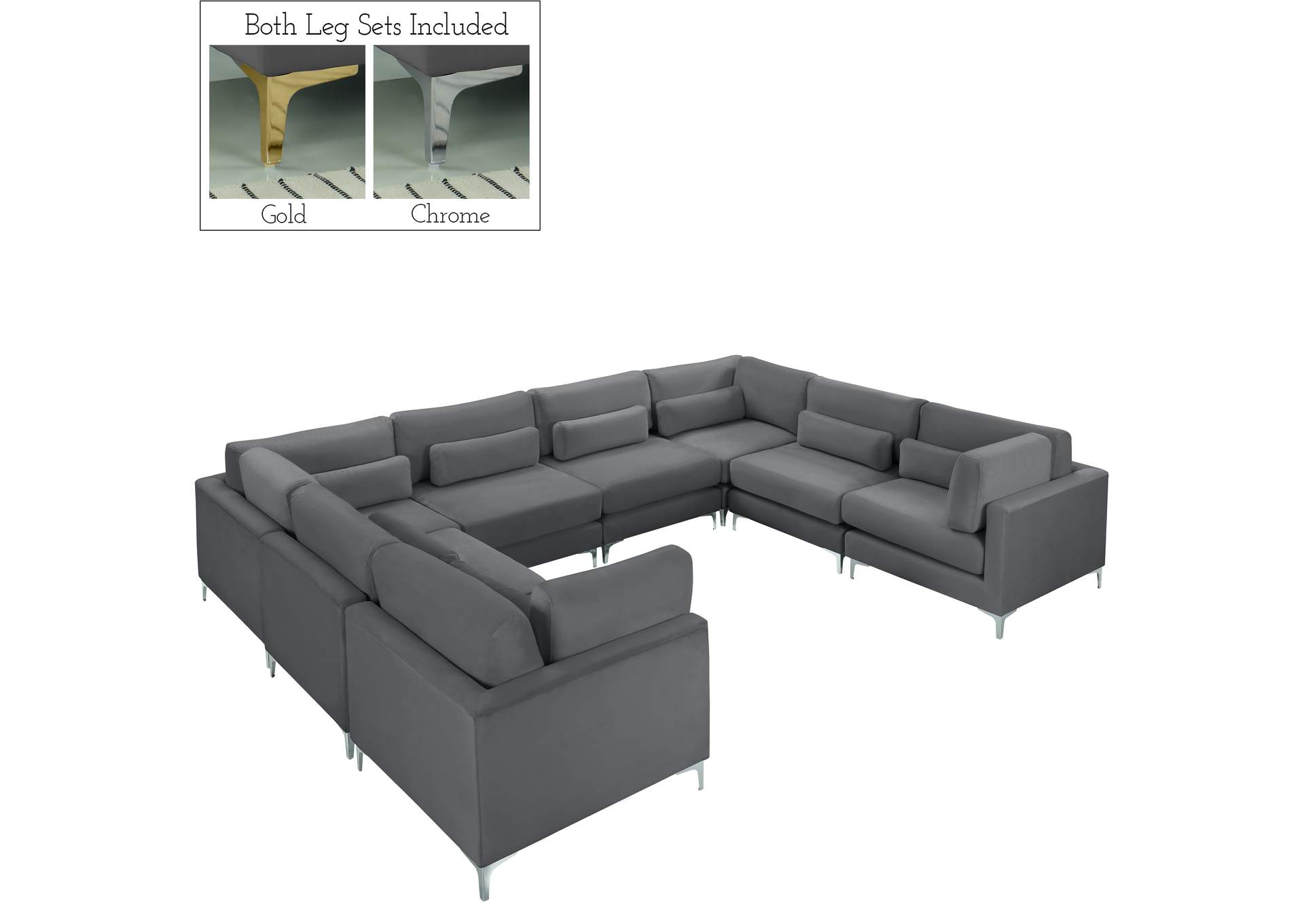 Julia Grey Velvet Modular Sectional (8 Boxes),Meridian Furniture