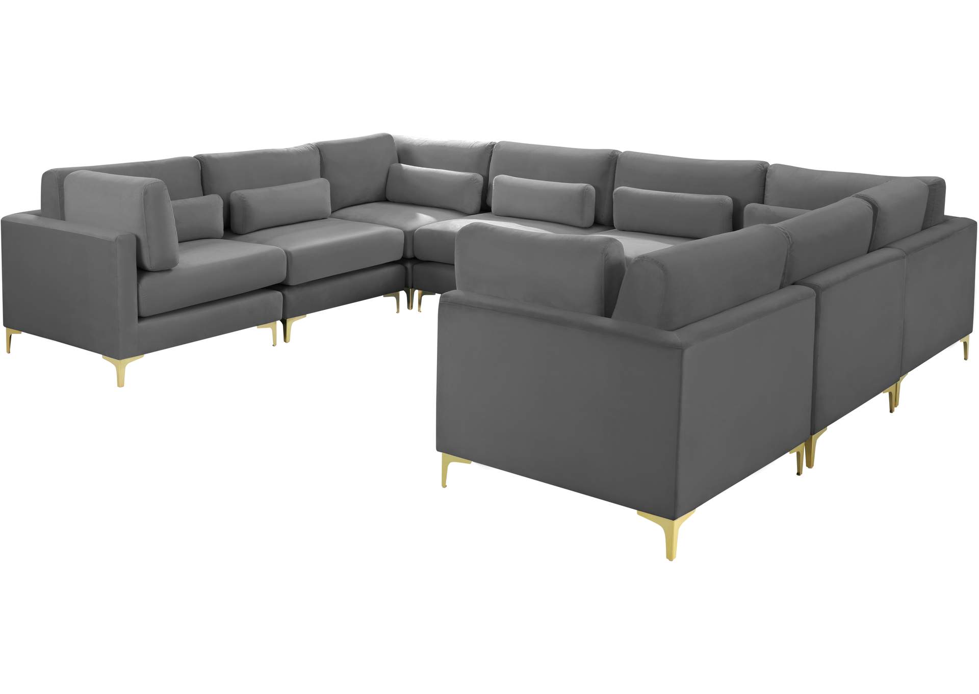 Julia Grey Velvet Modular Sectional (8 Boxes),Meridian Furniture