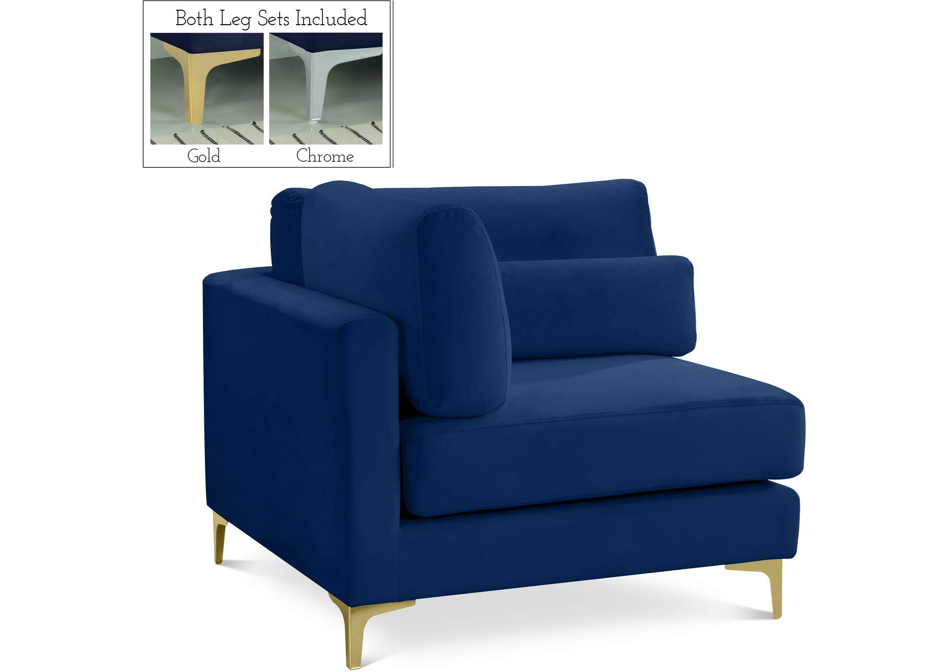 Julia Navy Velvet Modular Corner Chair,Meridian Furniture