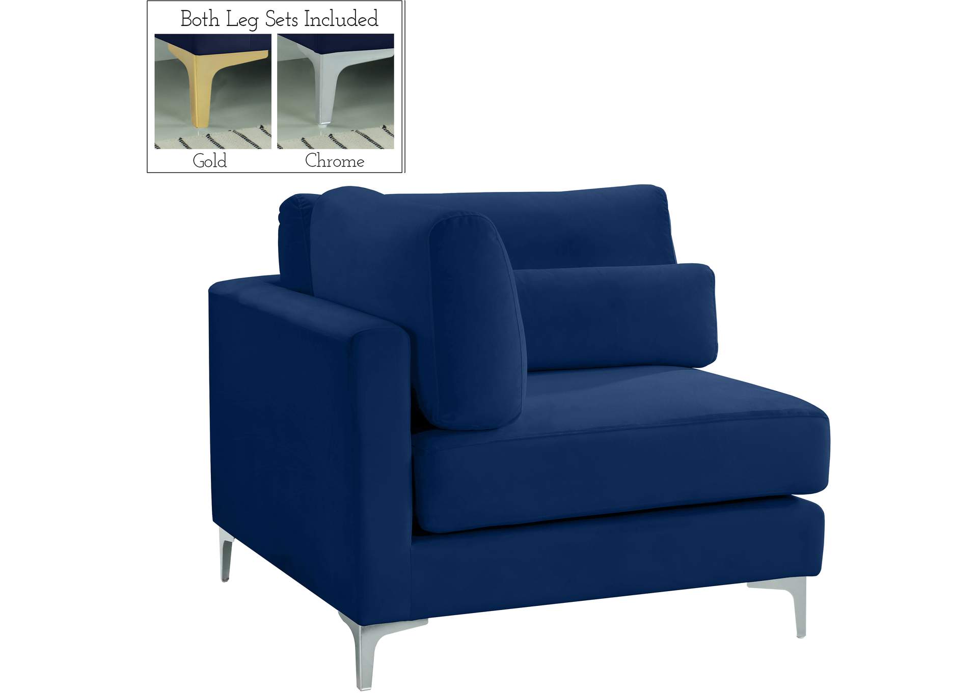 Julia Navy Velvet Modular Corner Chair,Meridian Furniture