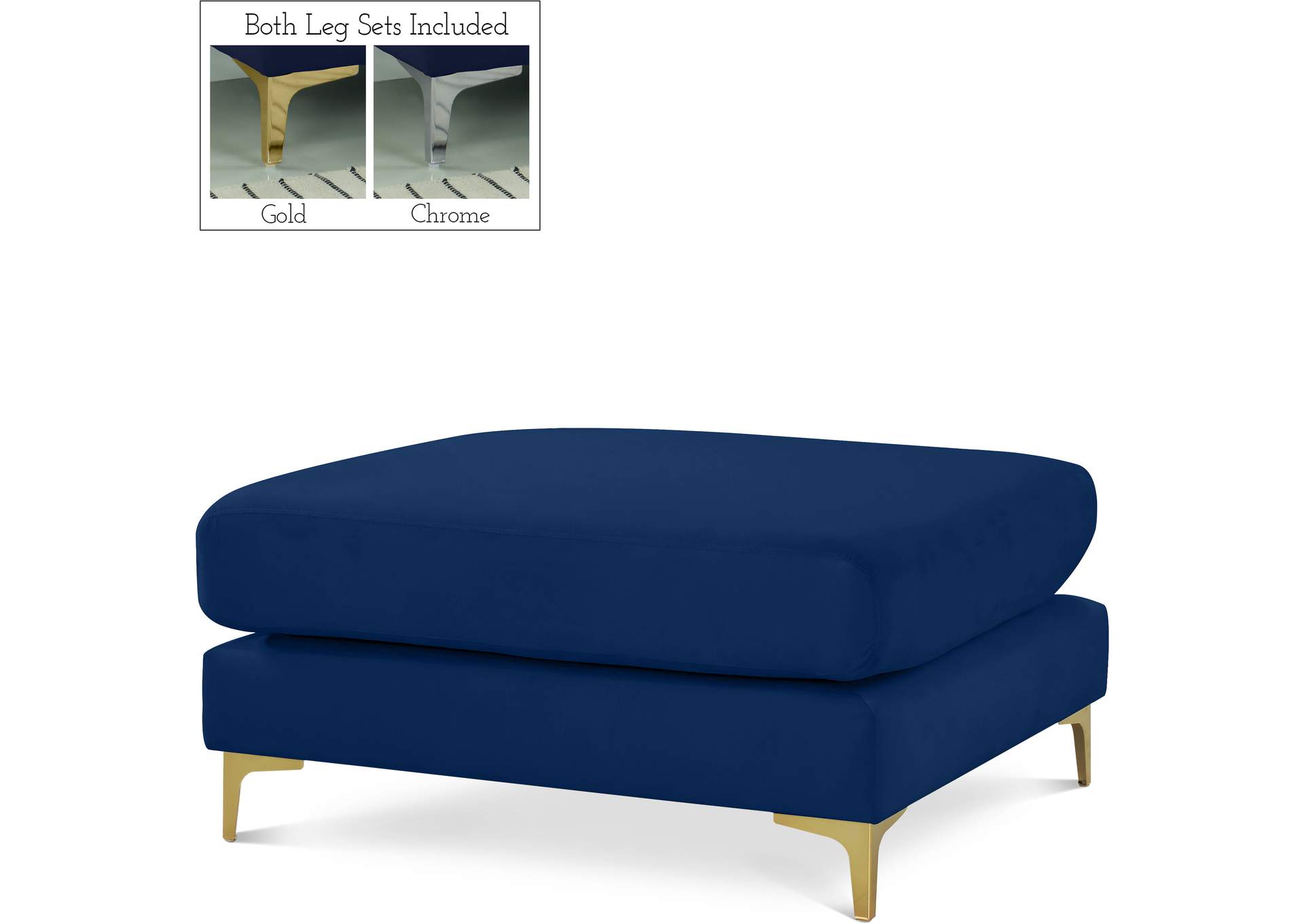 Julia Navy Velvet Modular Ottoman,Meridian Furniture