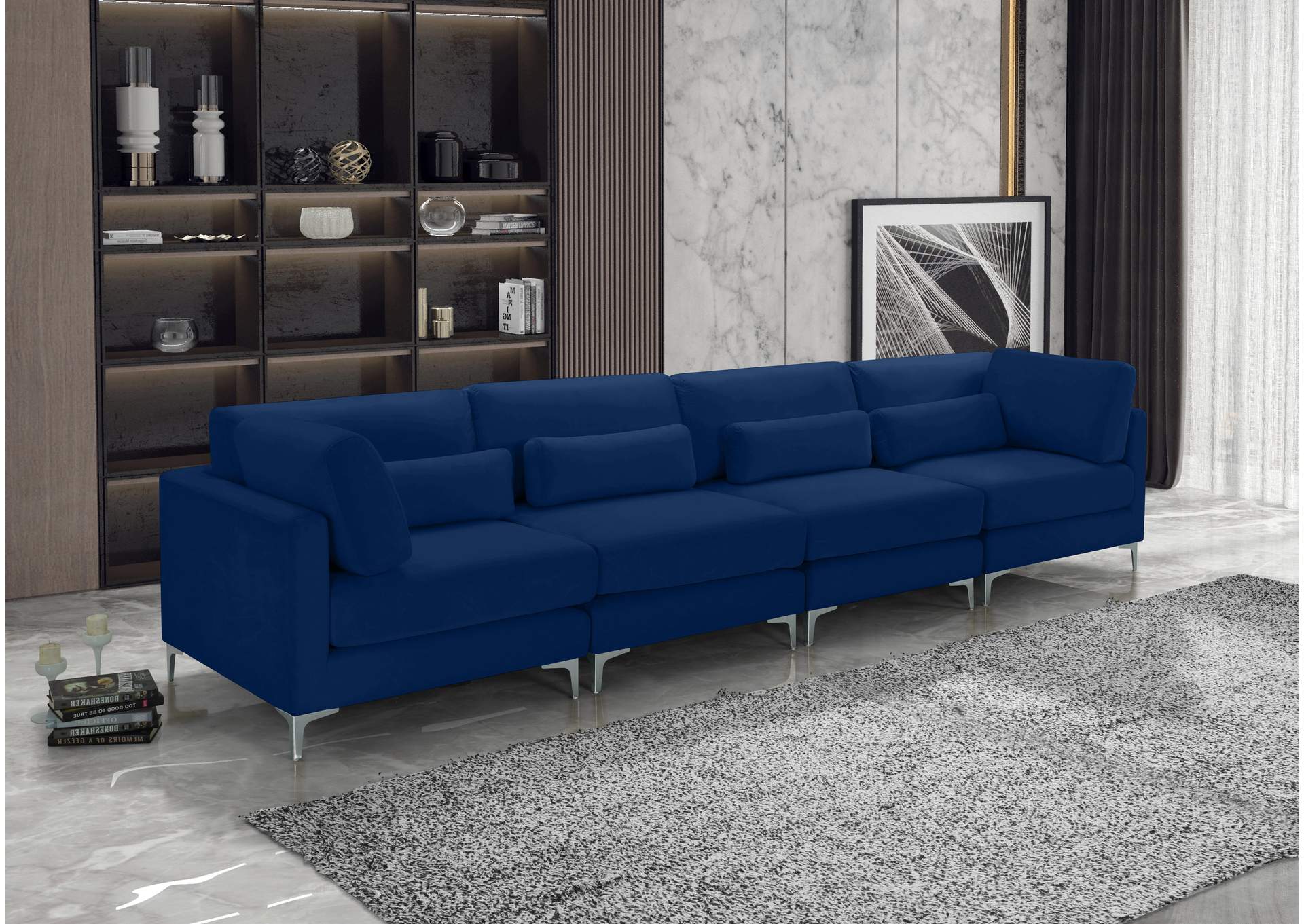 Julia Navy Velvet Modular Sofa (4 Boxes),Meridian Furniture