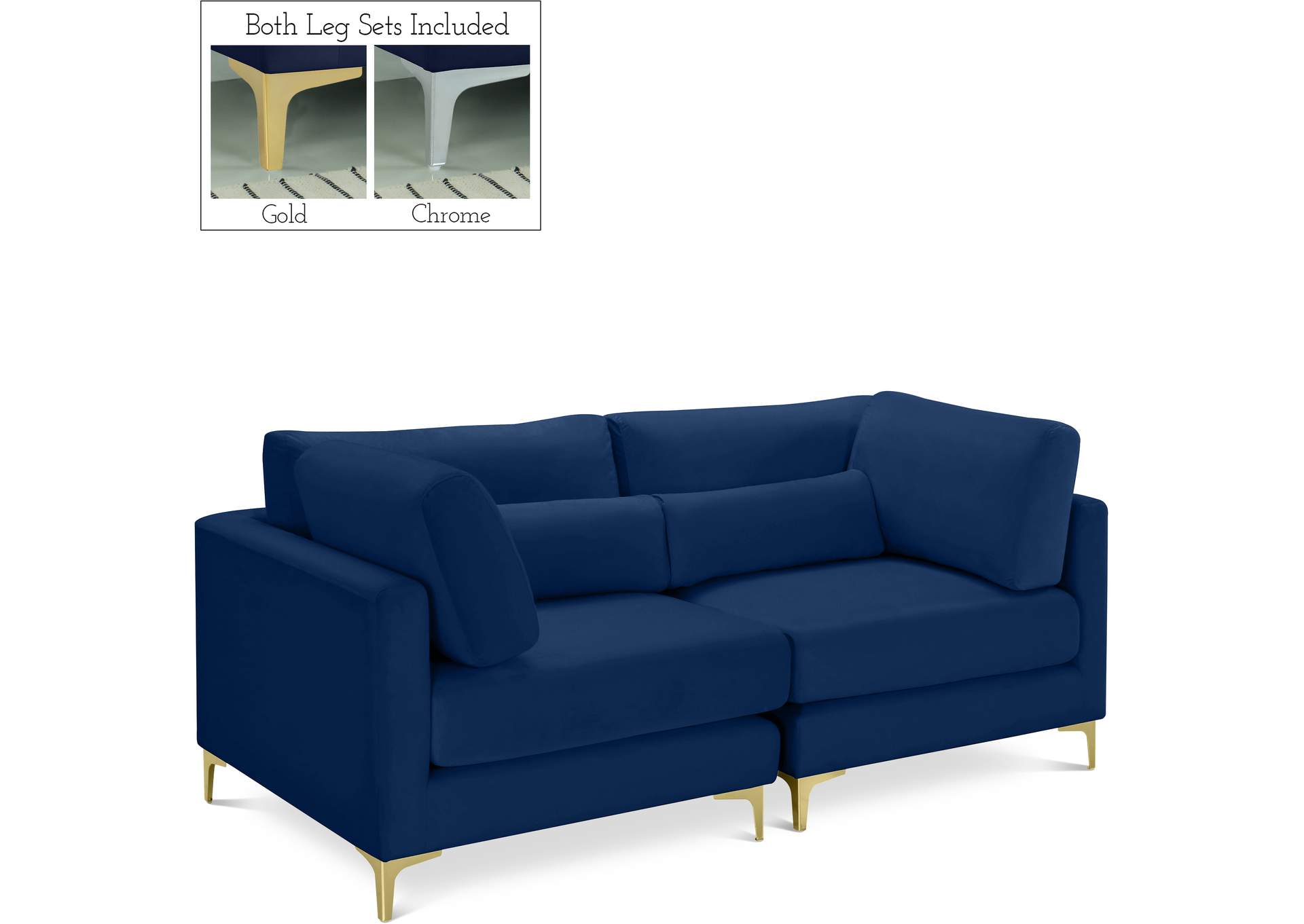 Julia Navy Velvet Modular Sofa,Meridian Furniture