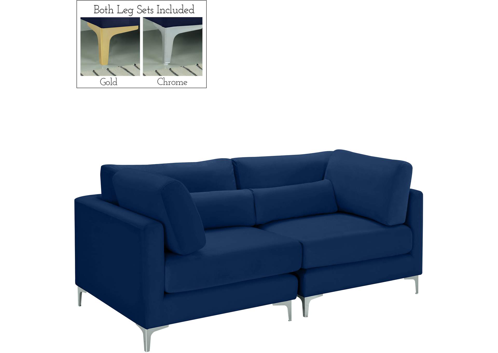 Julia Navy Velvet Modular Sofa,Meridian Furniture