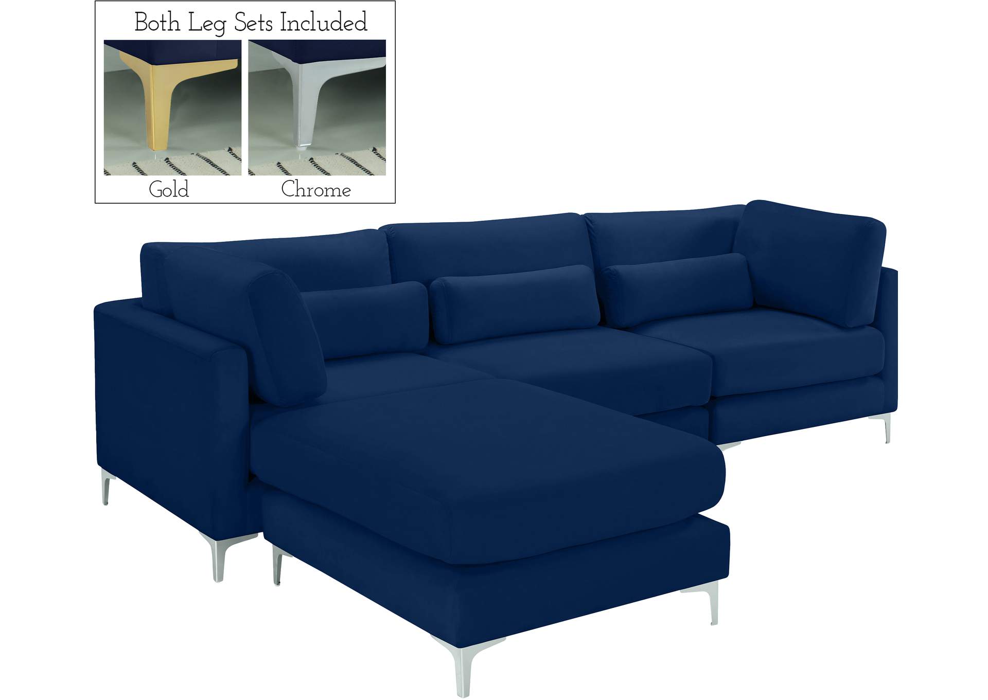 Julia Navy Velvet Modular Sectional (4 Boxes),Meridian Furniture